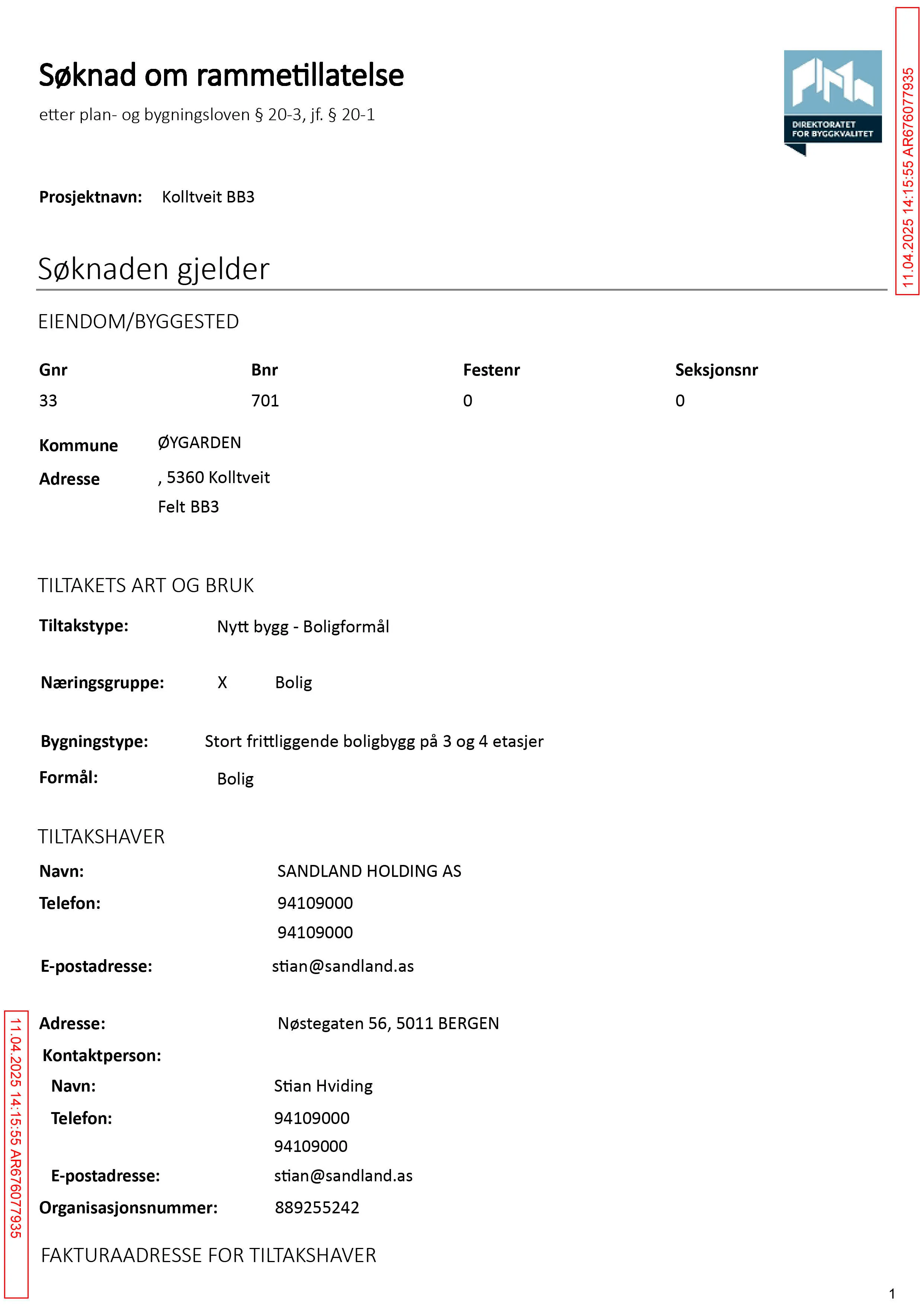 Søknad om rammetillatelse