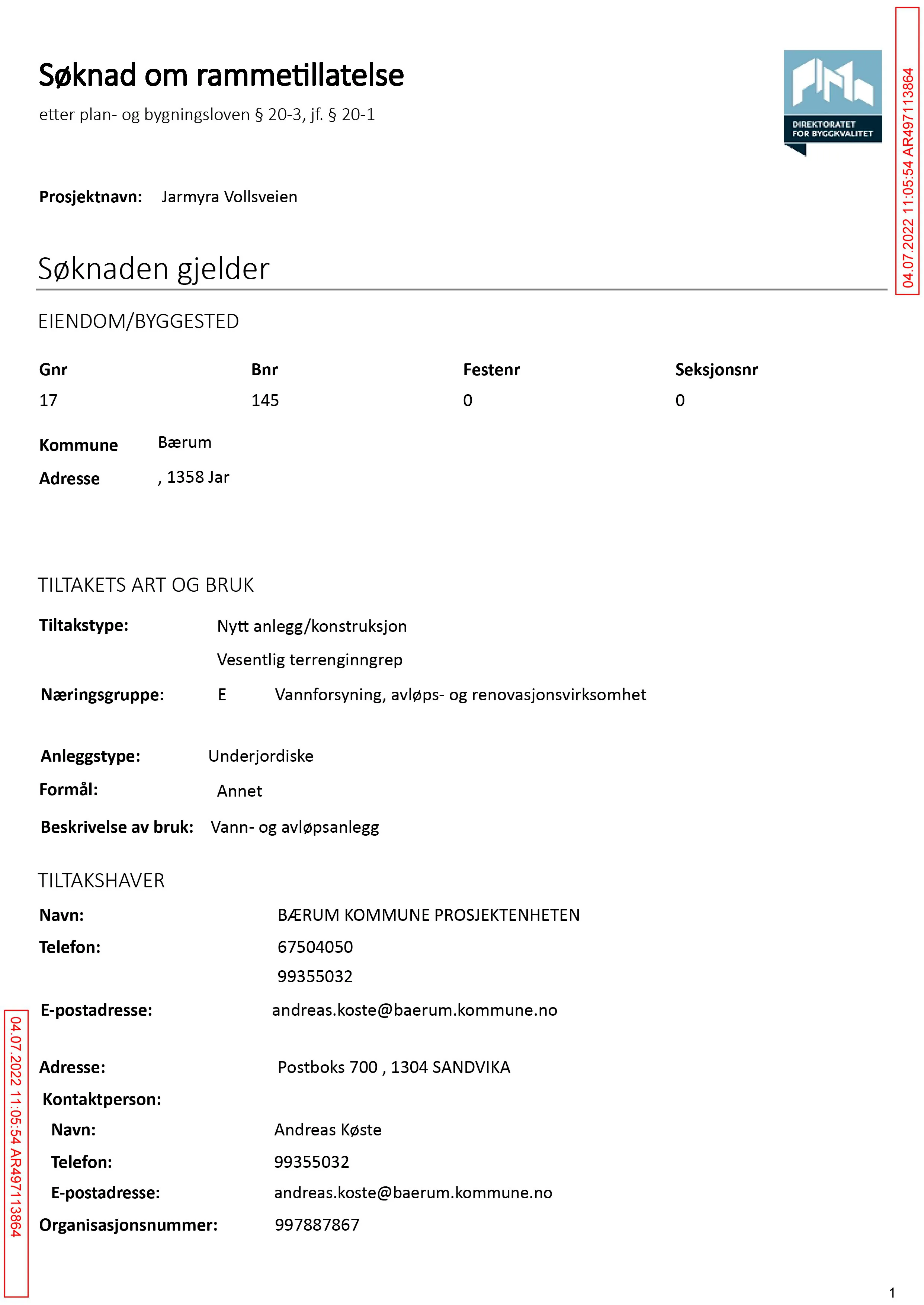 Søknad om rammetillatelse