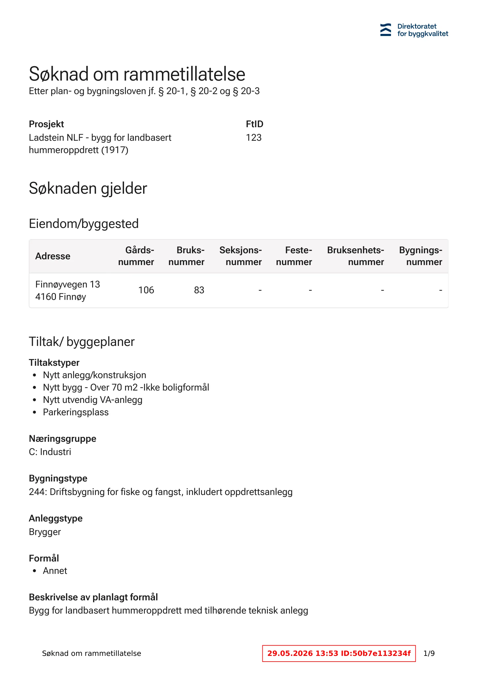 Søknad om rammetillatelse