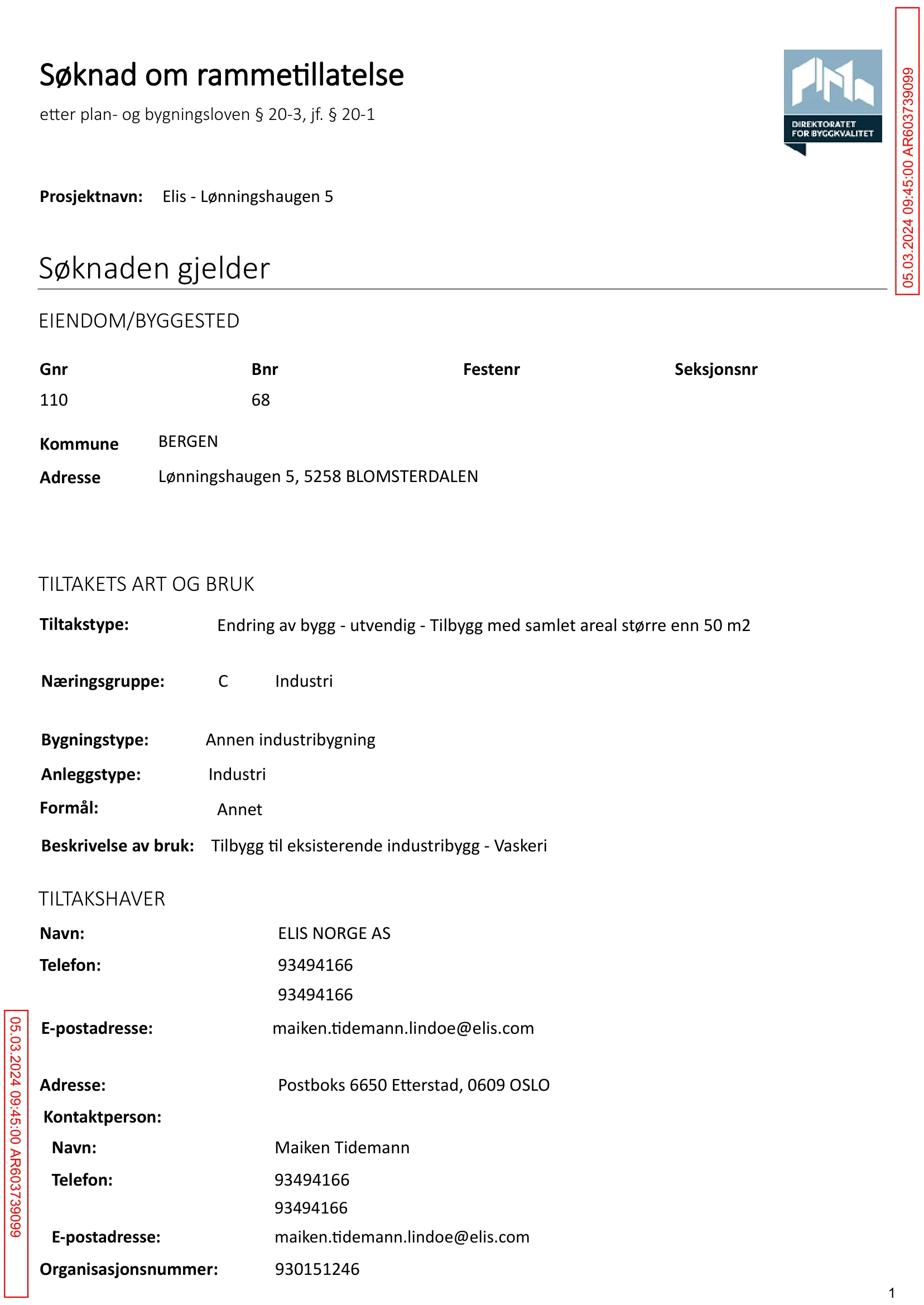 Søknad om rammetillatelse