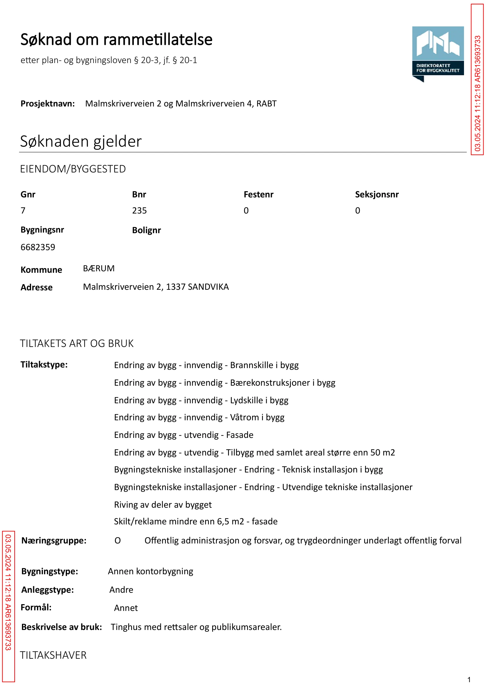 Søknad om rammetillatelse