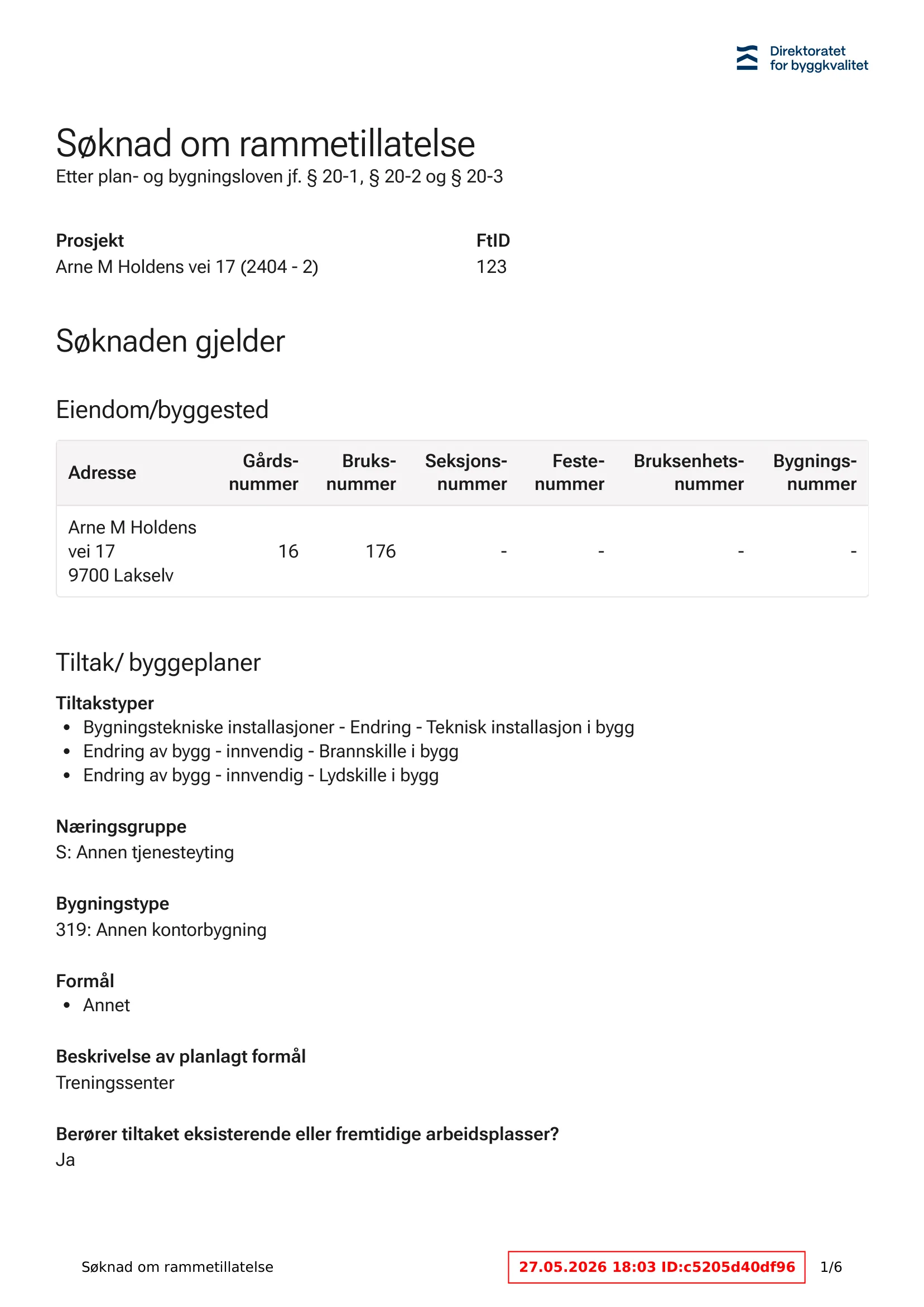Søknad om rammetillatelse