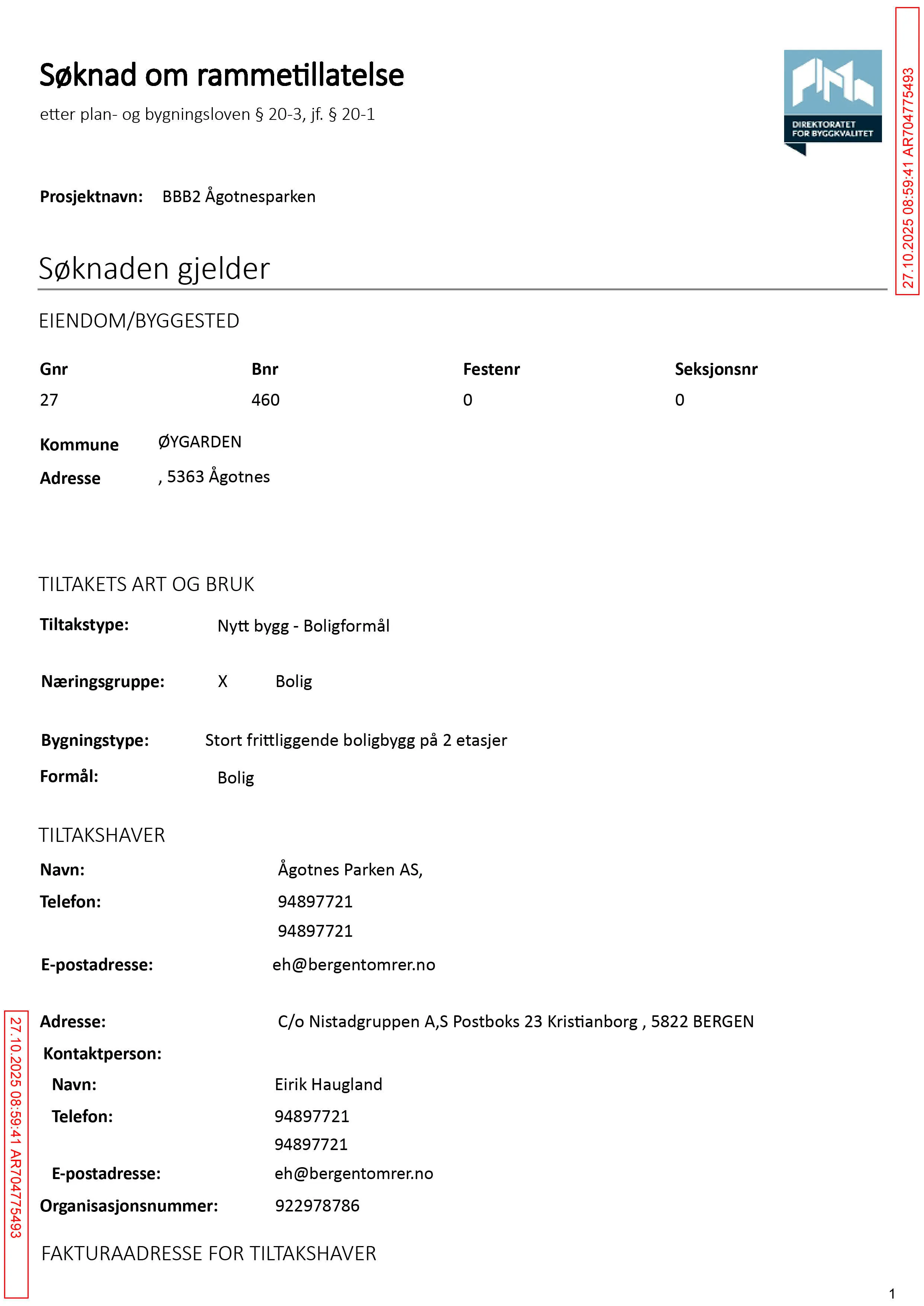 Søknad om rammetillatelse