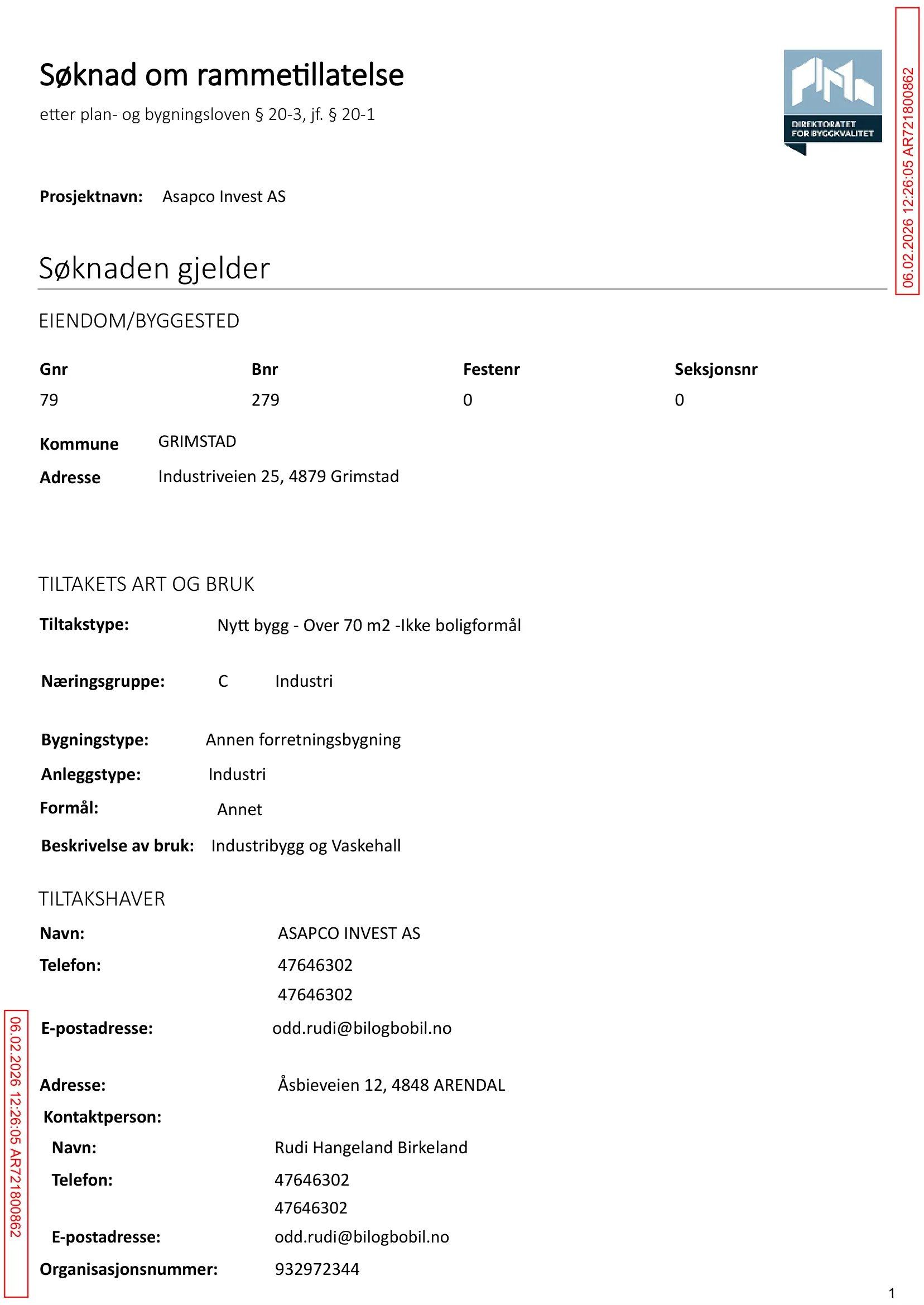 Søknad om rammetillatelse