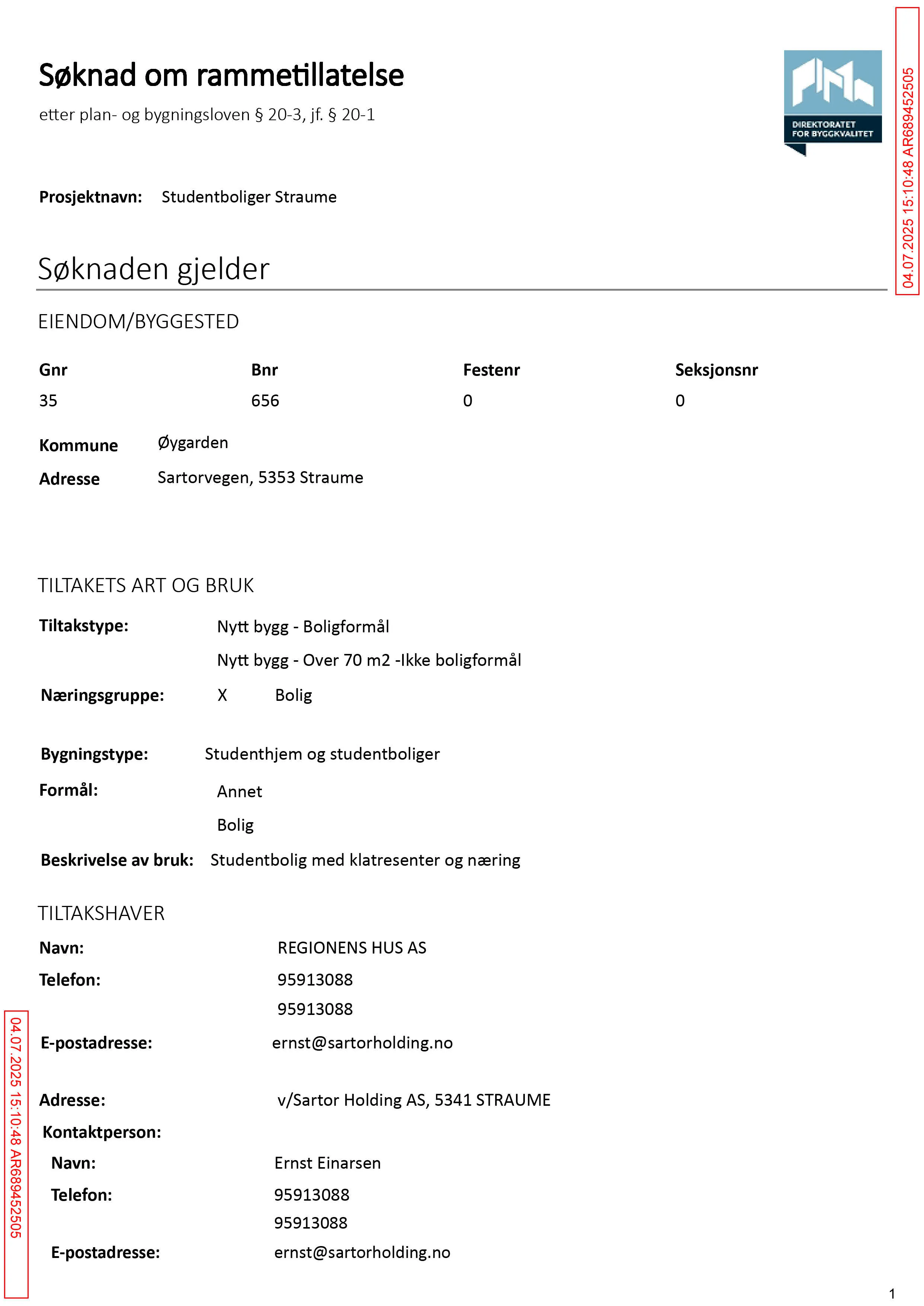 Søknad om rammetillatelse
