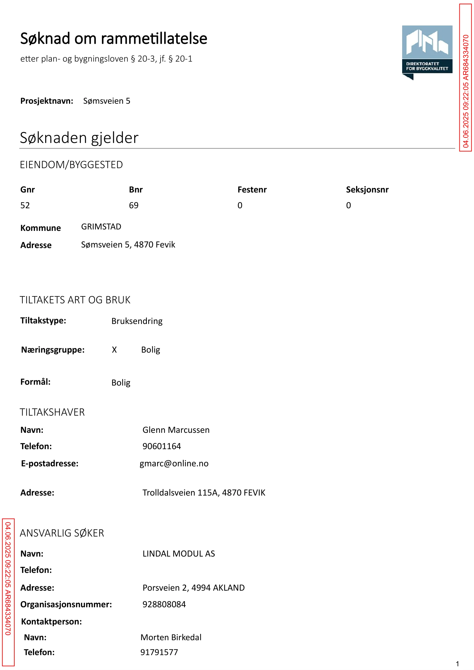 Søknad om rammetillatelse