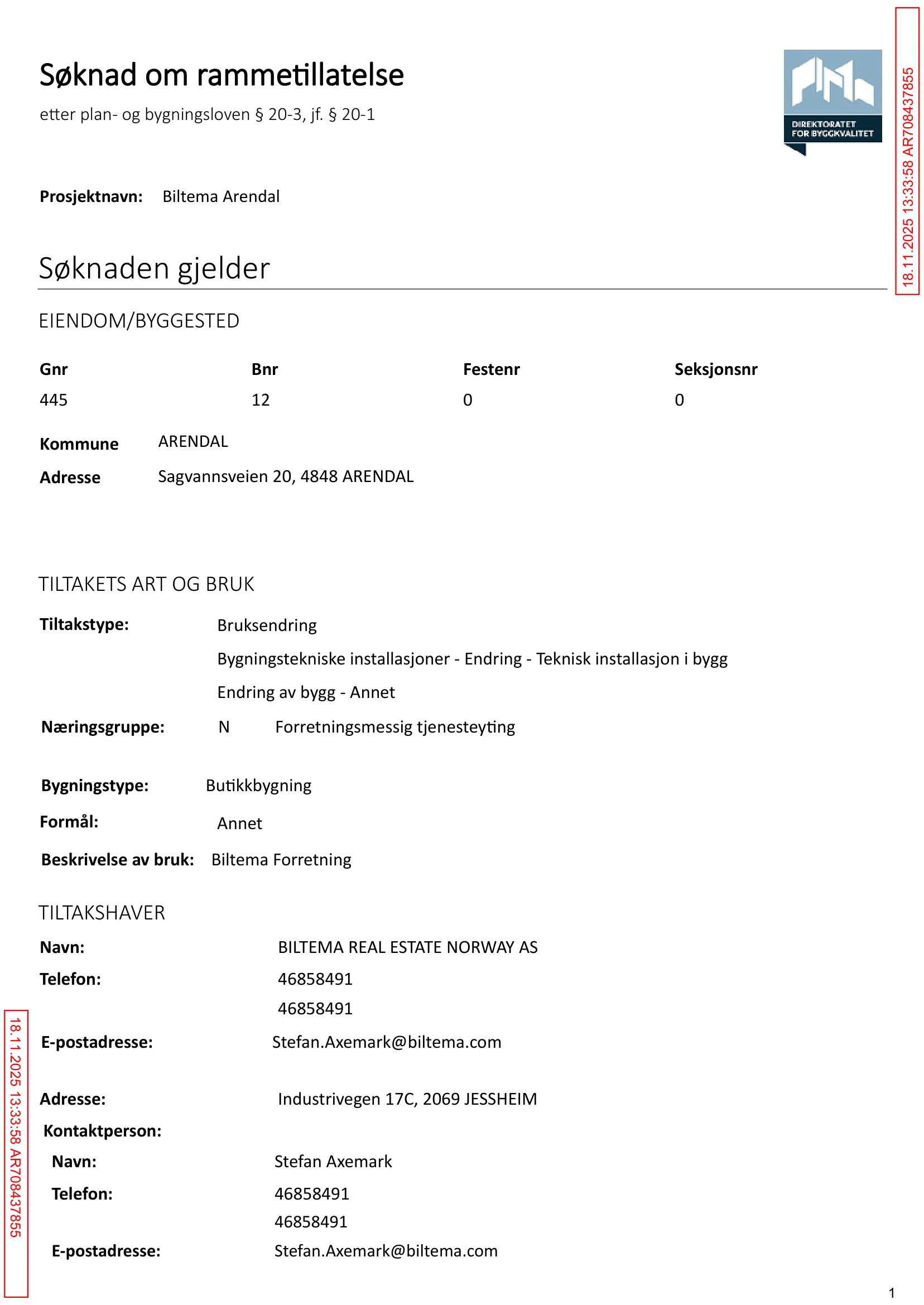 Søknad om rammetillatelse