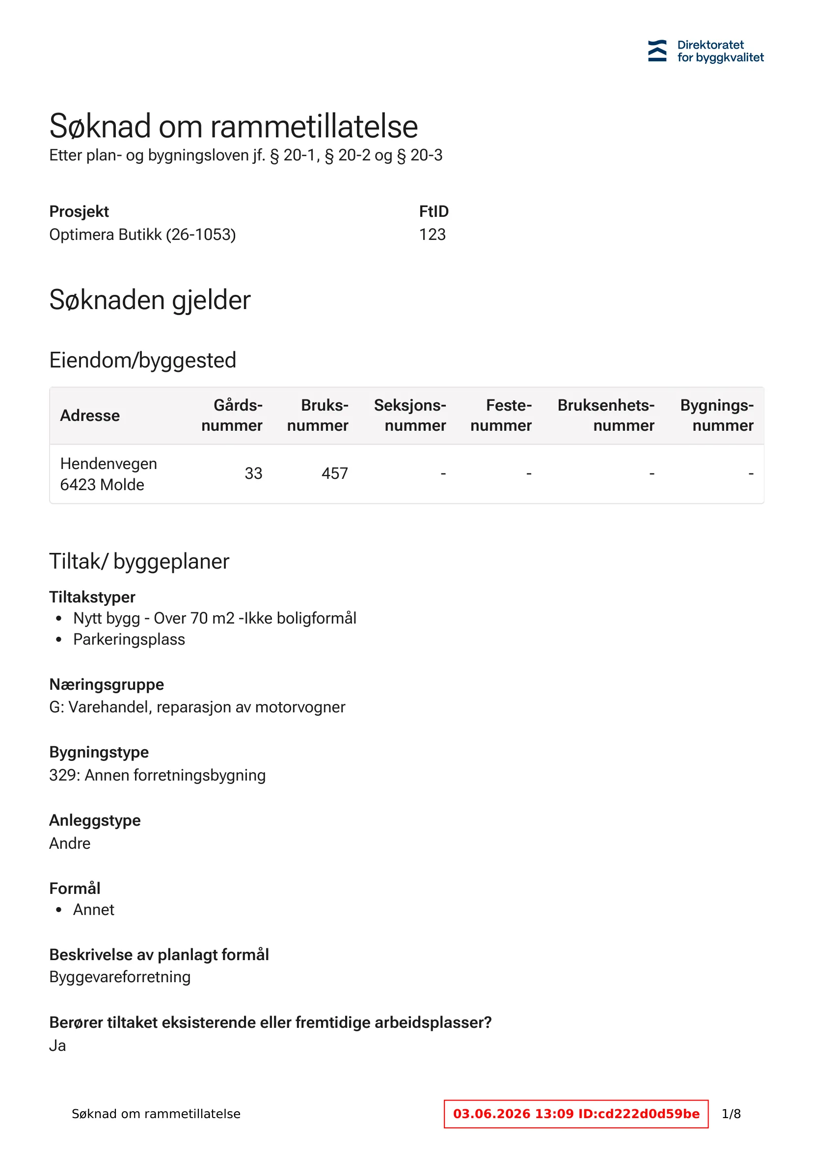Søknad om rammetillatelse