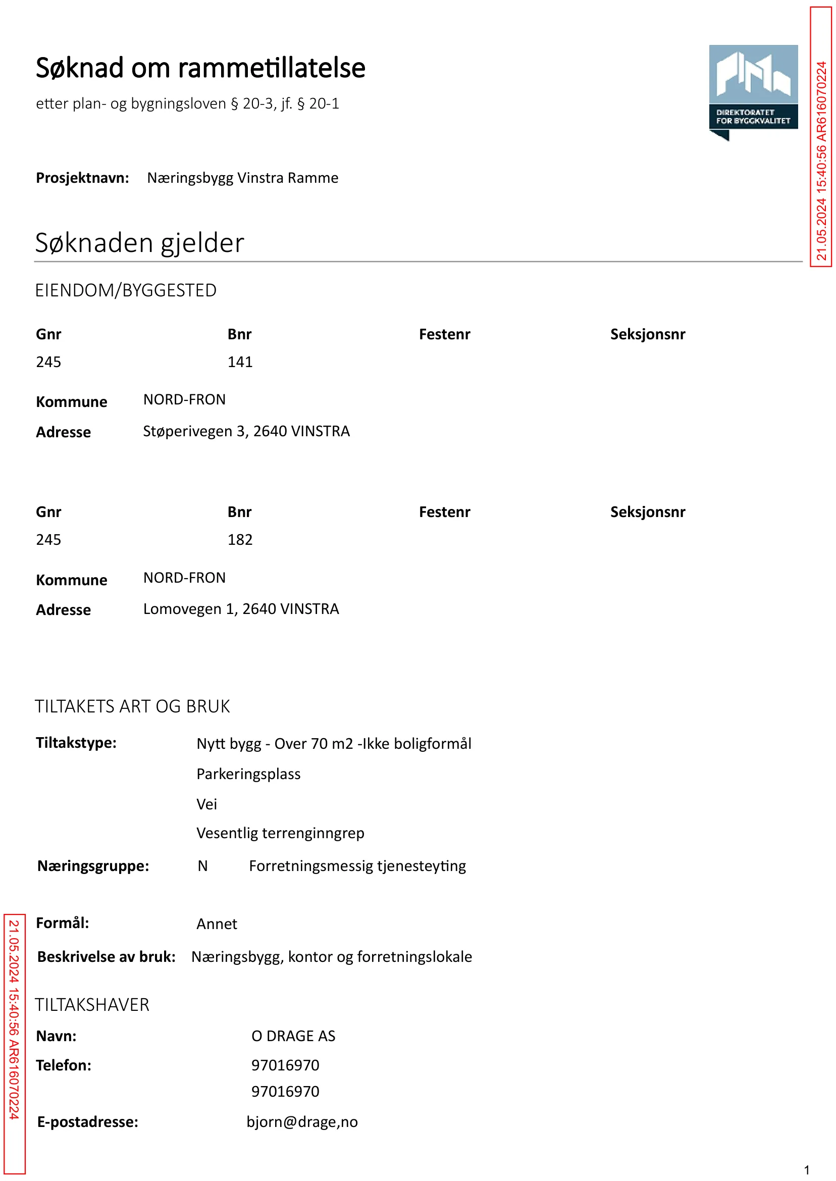 Søknad om rammetillatelse