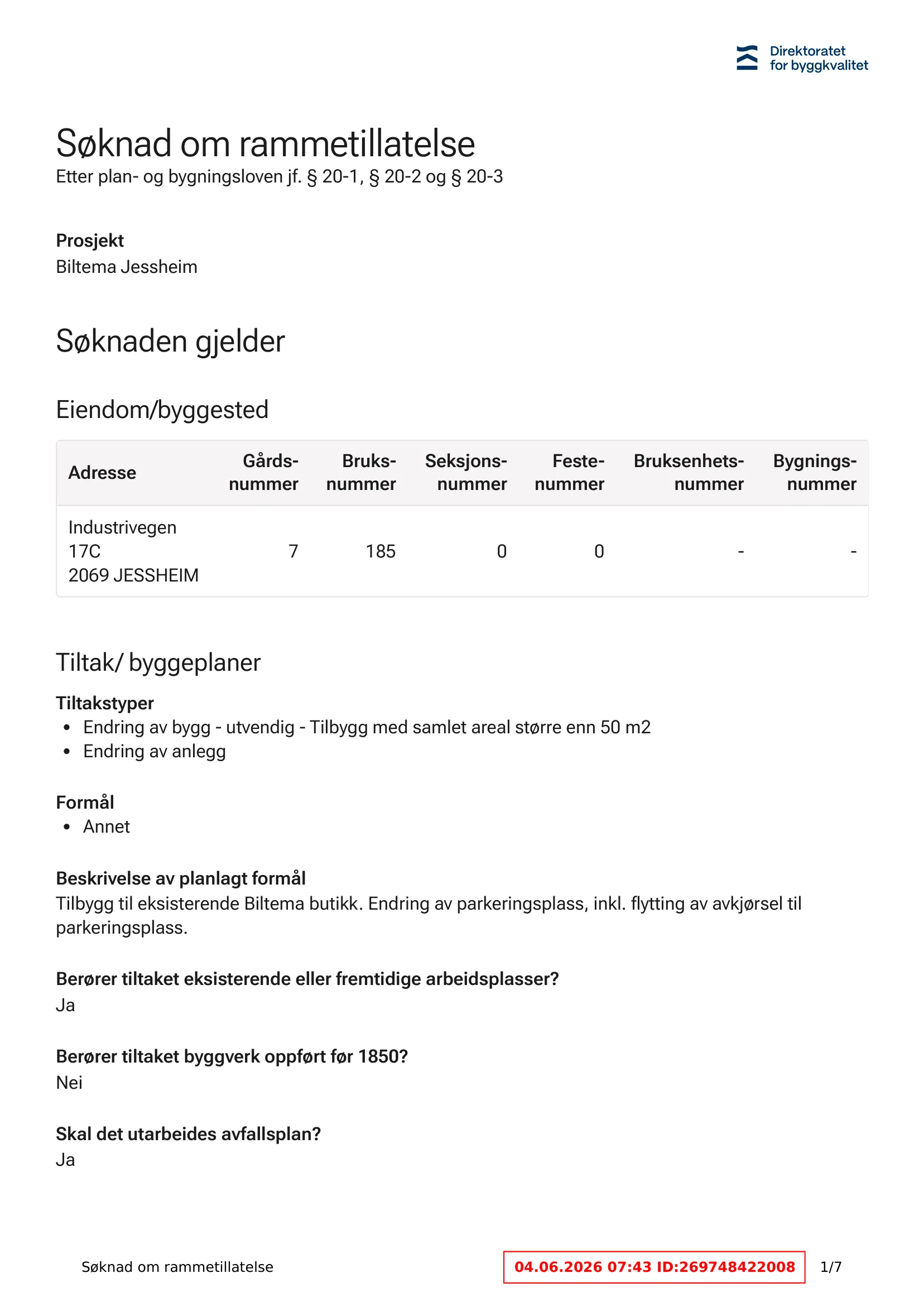 Søknad om rammetillatelse