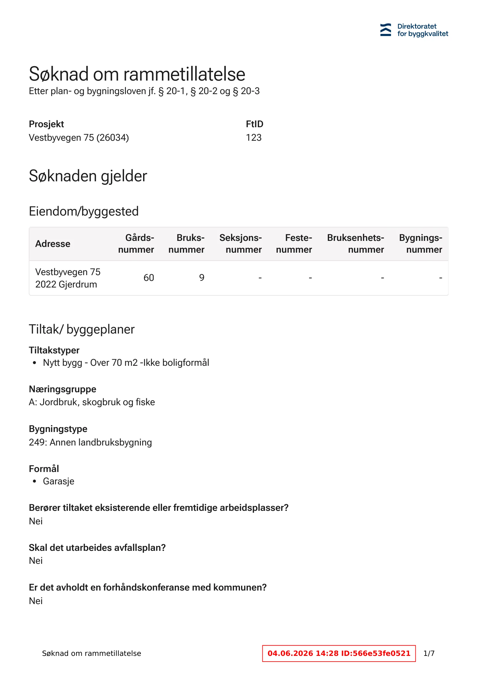 Søknad om rammetillatelse