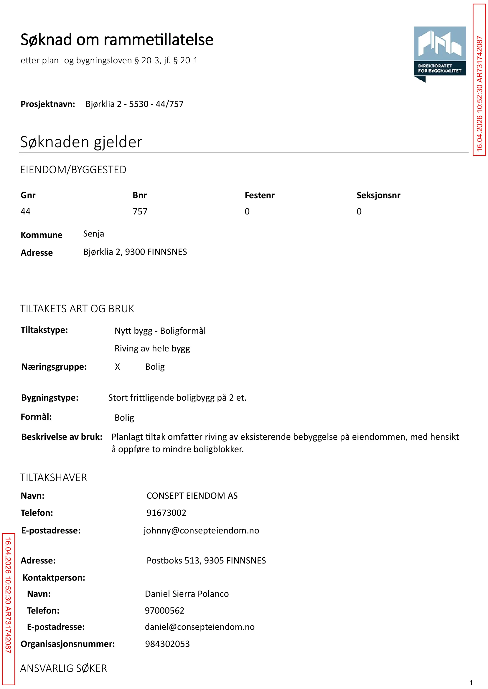 Søknad om rammetillatelse