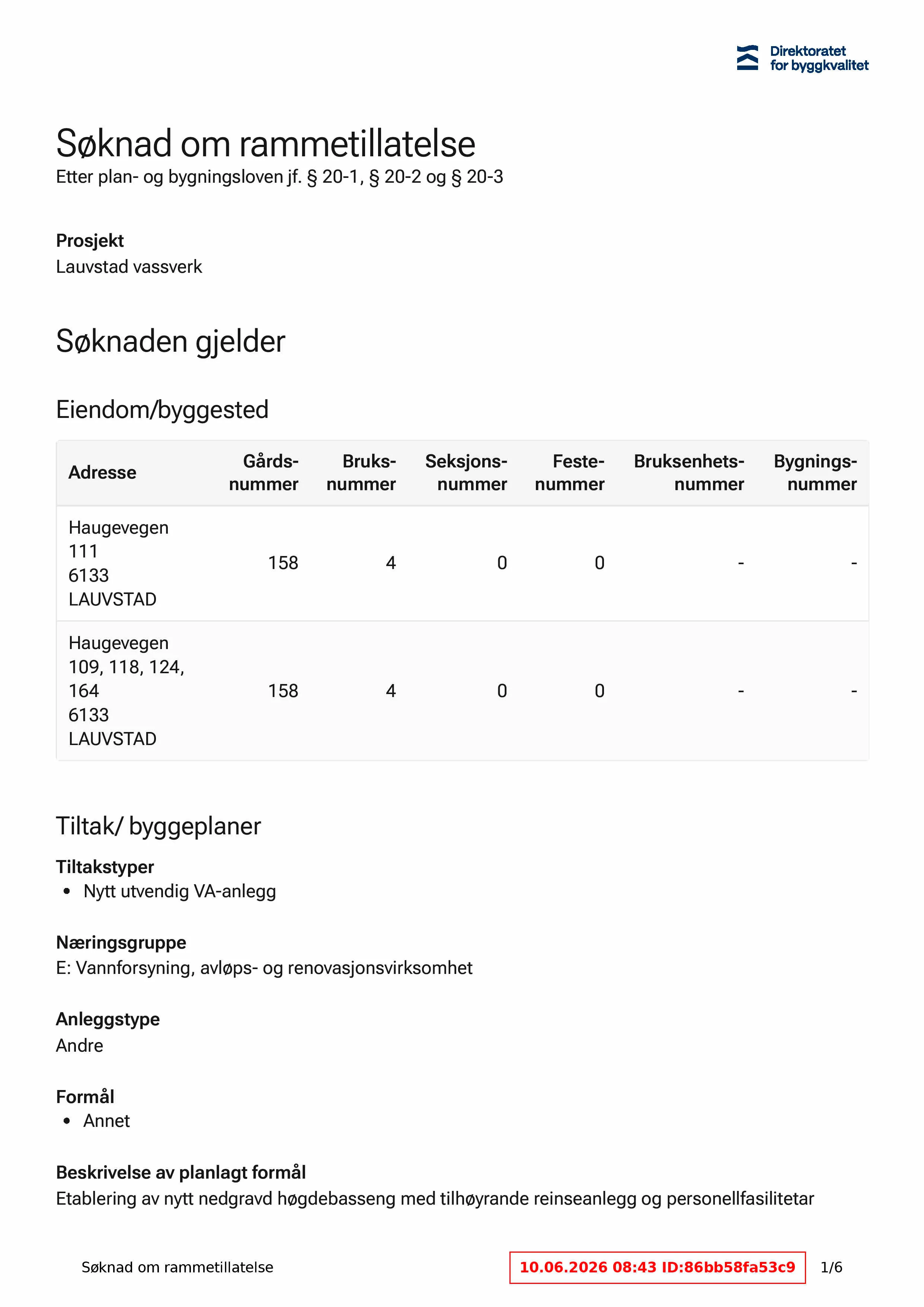 Søknad om rammetillatelse