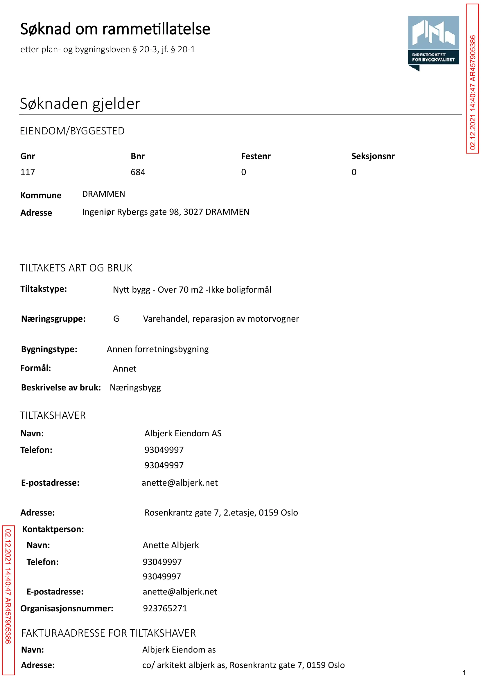 Søknad om rammetillatelse