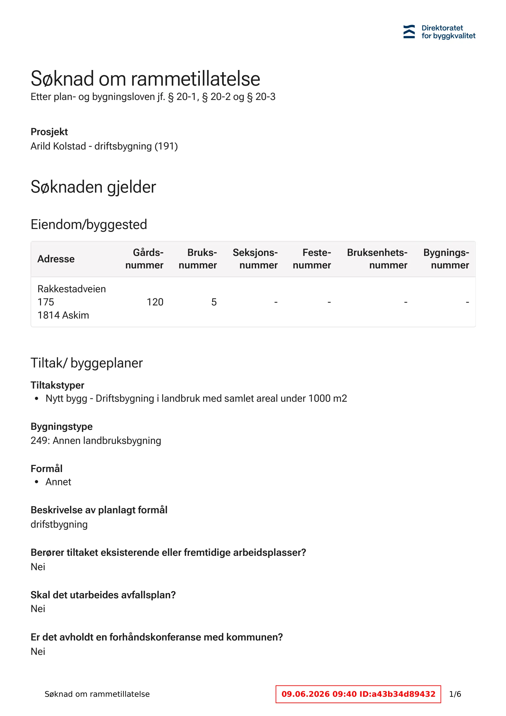 Søknad om rammetillatelse