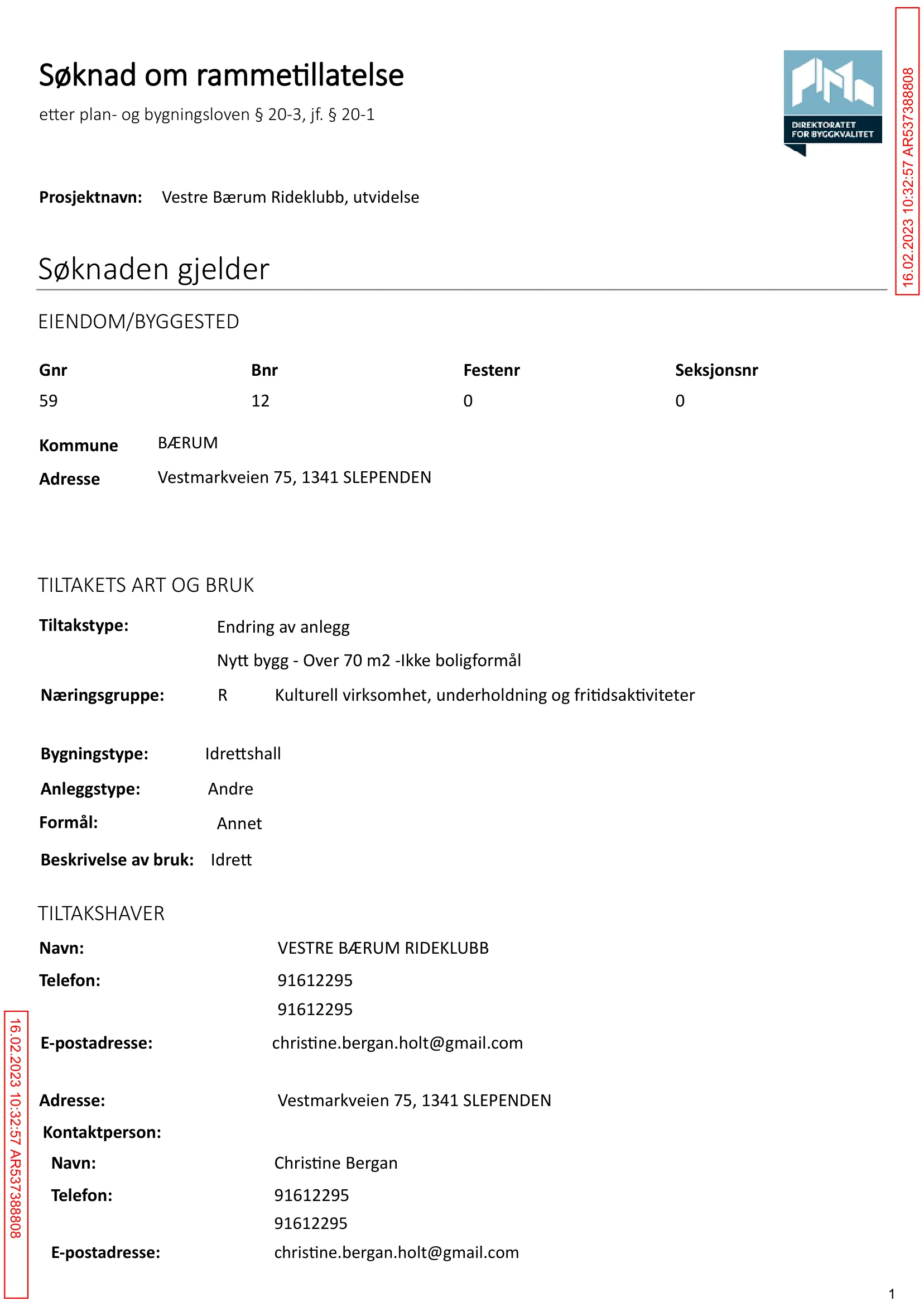 Søknad om rammetillatelse