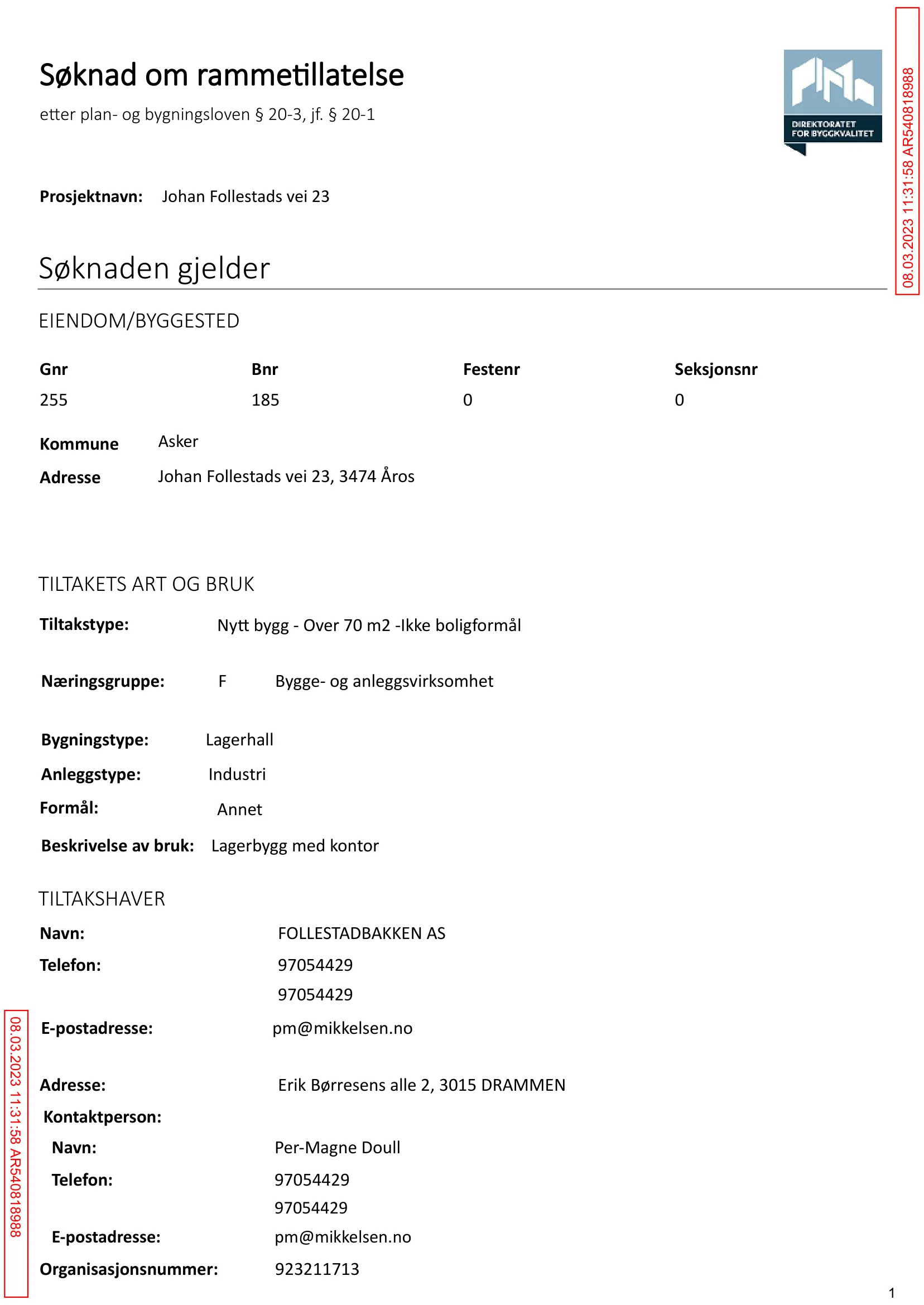 Søknad om rammetillatelse
