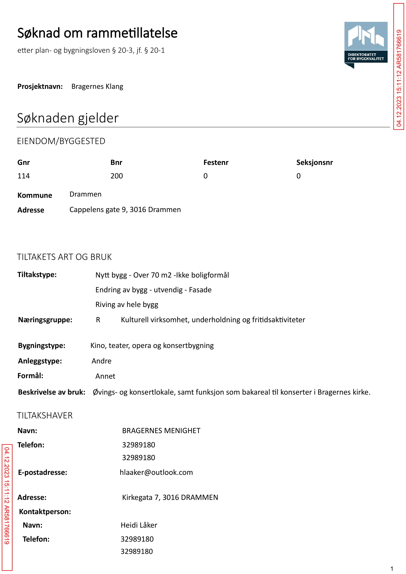 Søknad om rammetillatelse