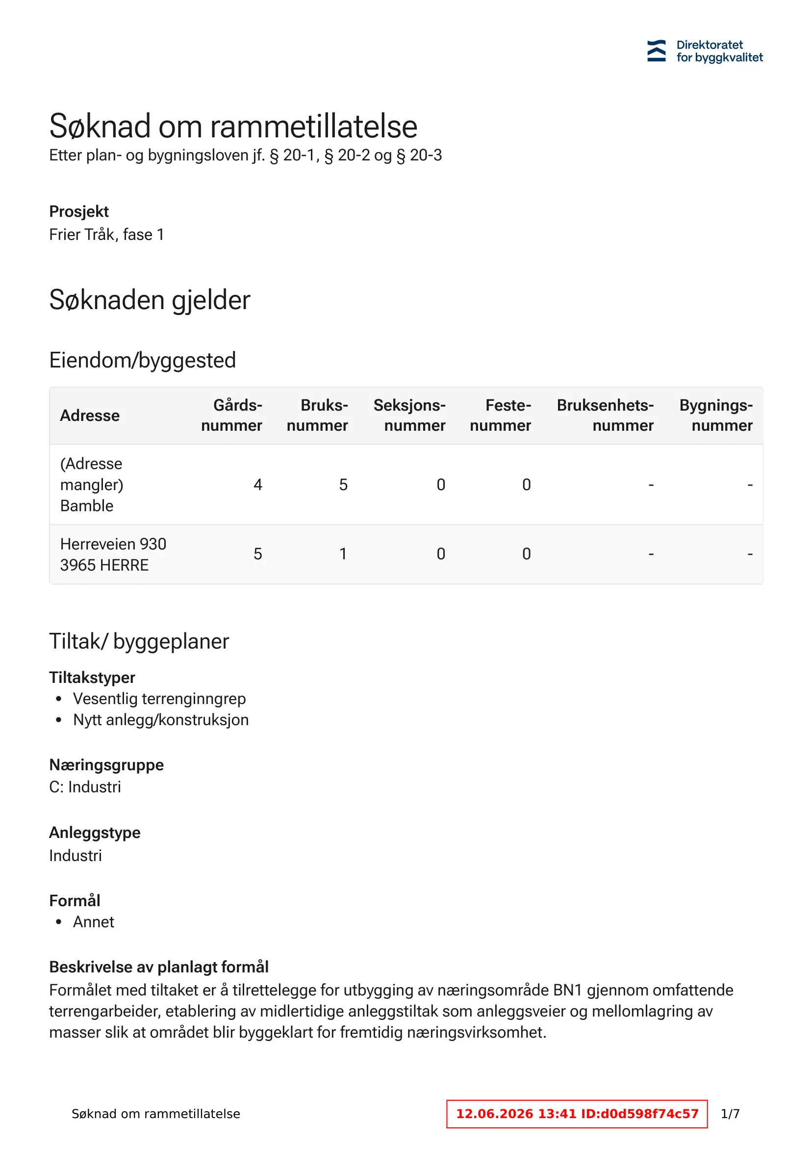 Søknad om rammetillatelse