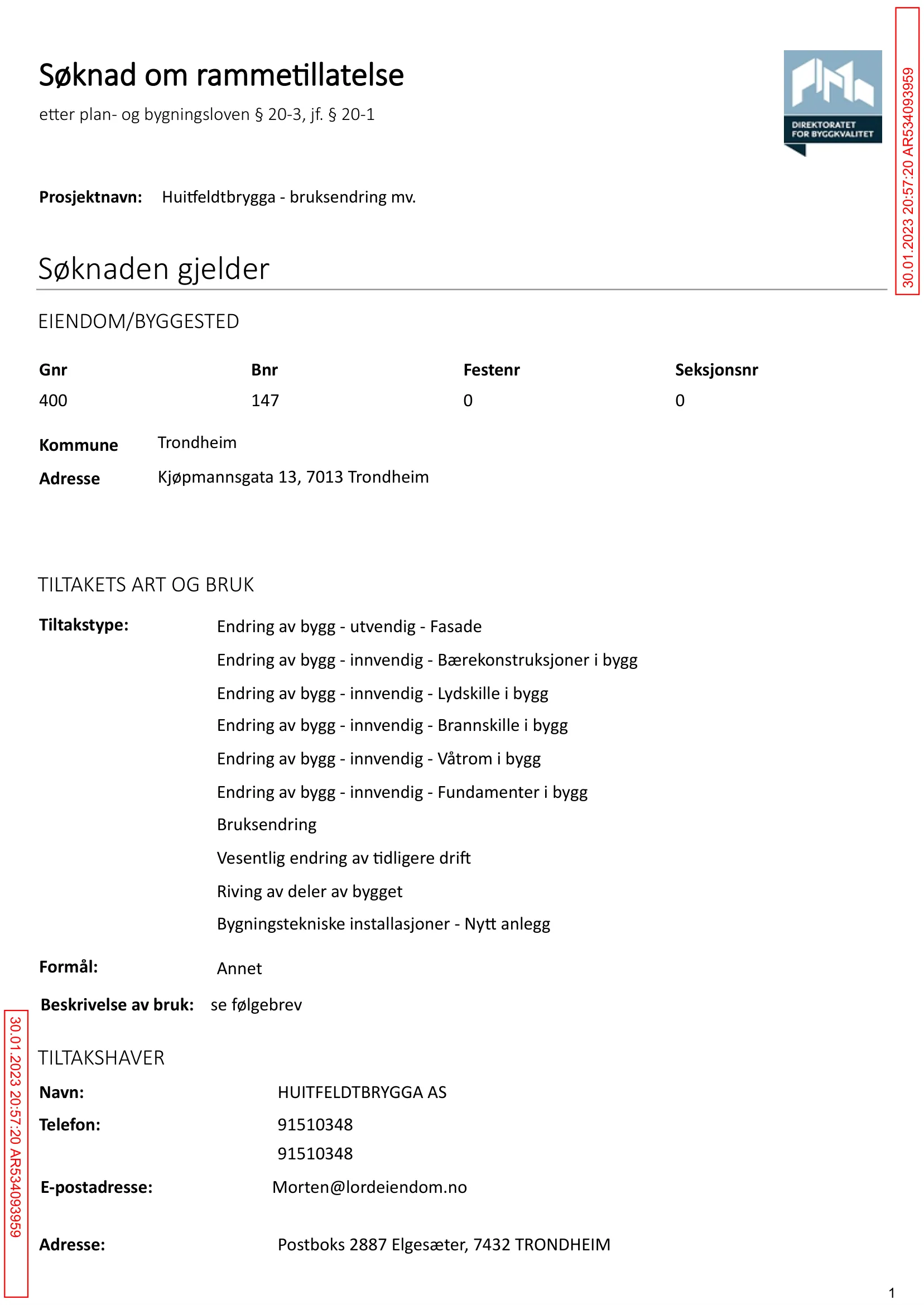 Søknad om rammetillatelse