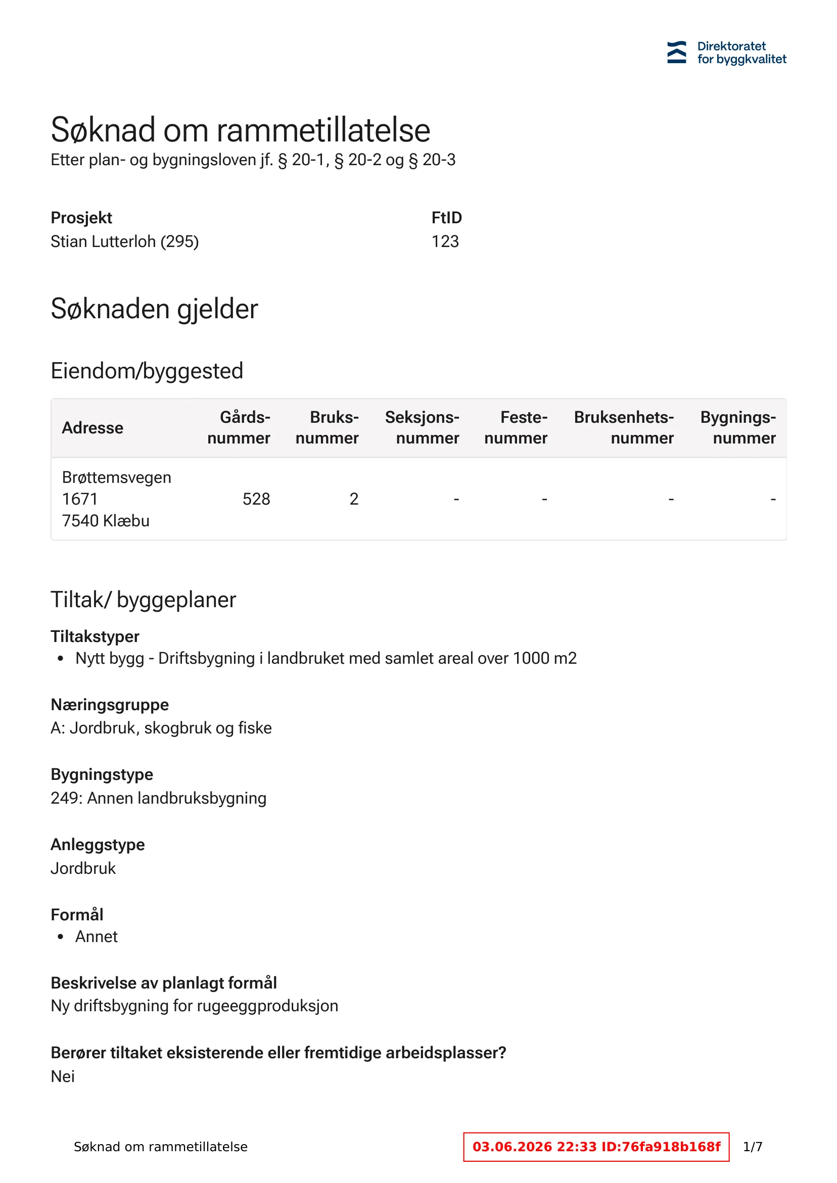 Søknad om rammetillatelse