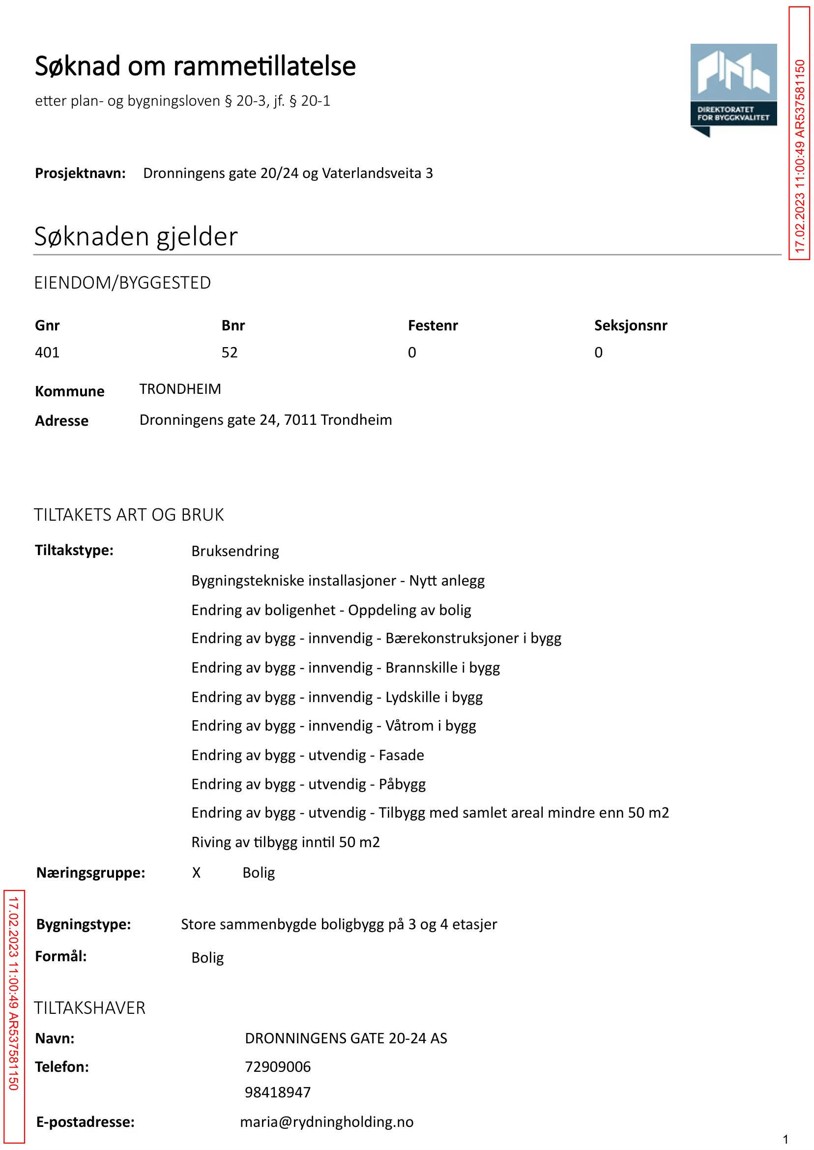 Søknad om rammetillatelse