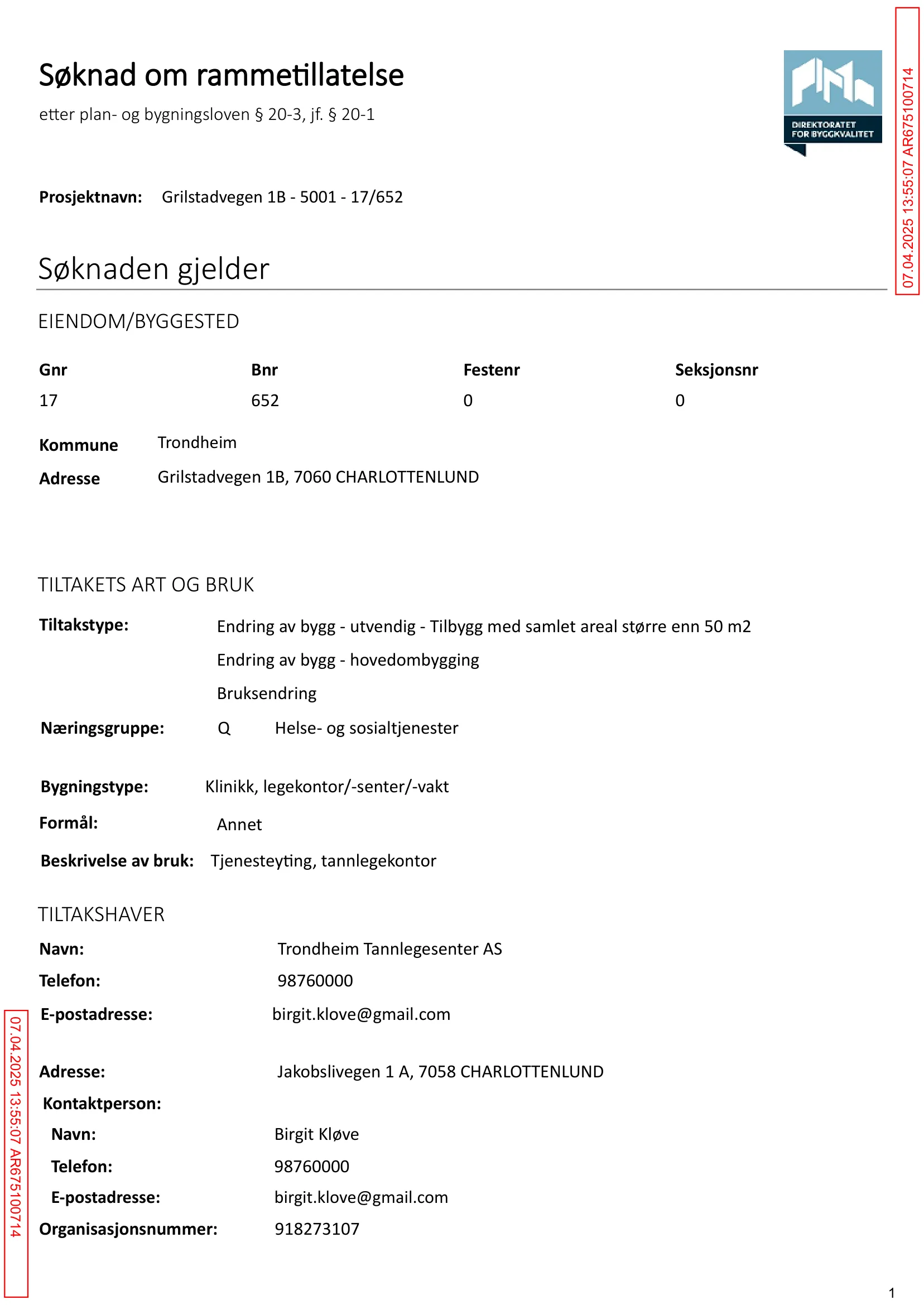 Søknad om rammetillatelse