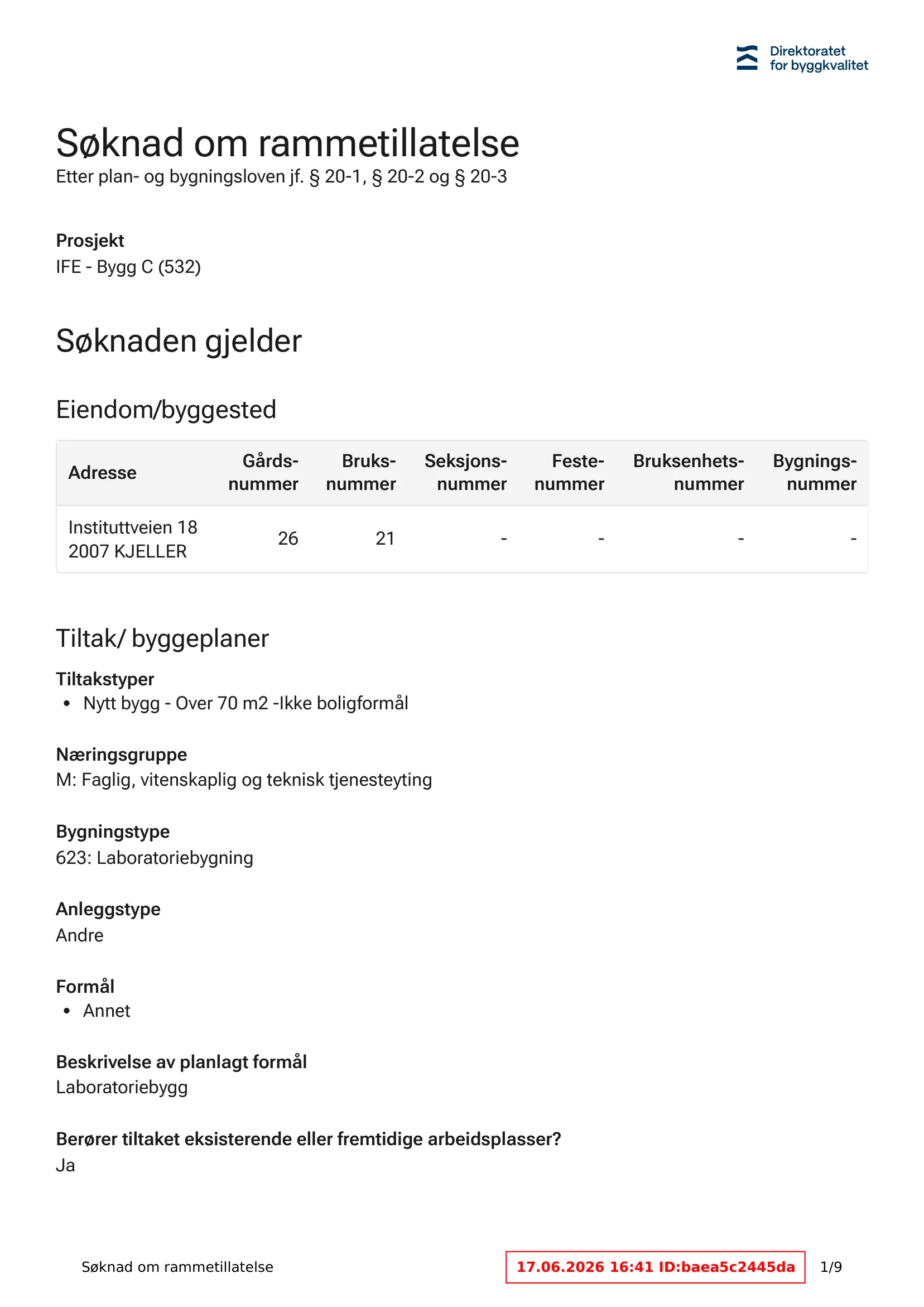 Søknad om rammetillatelse