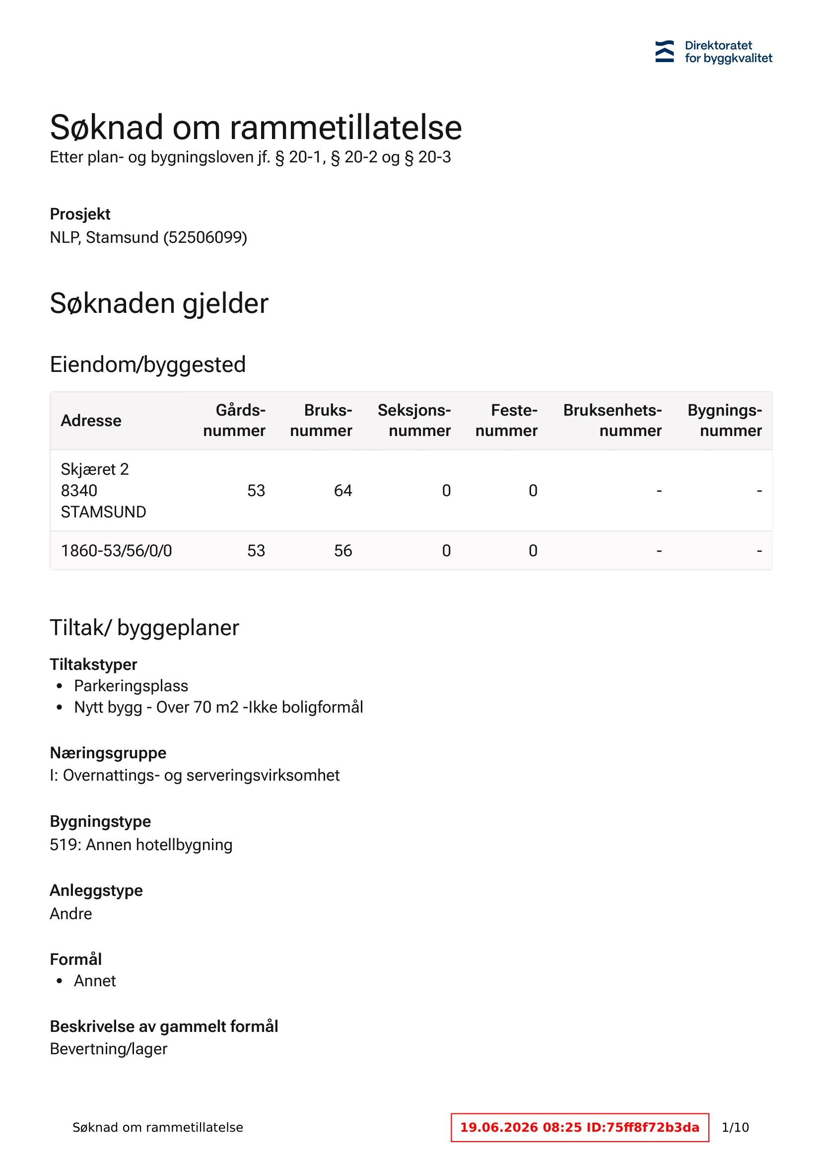Søknad om rammetillatelse