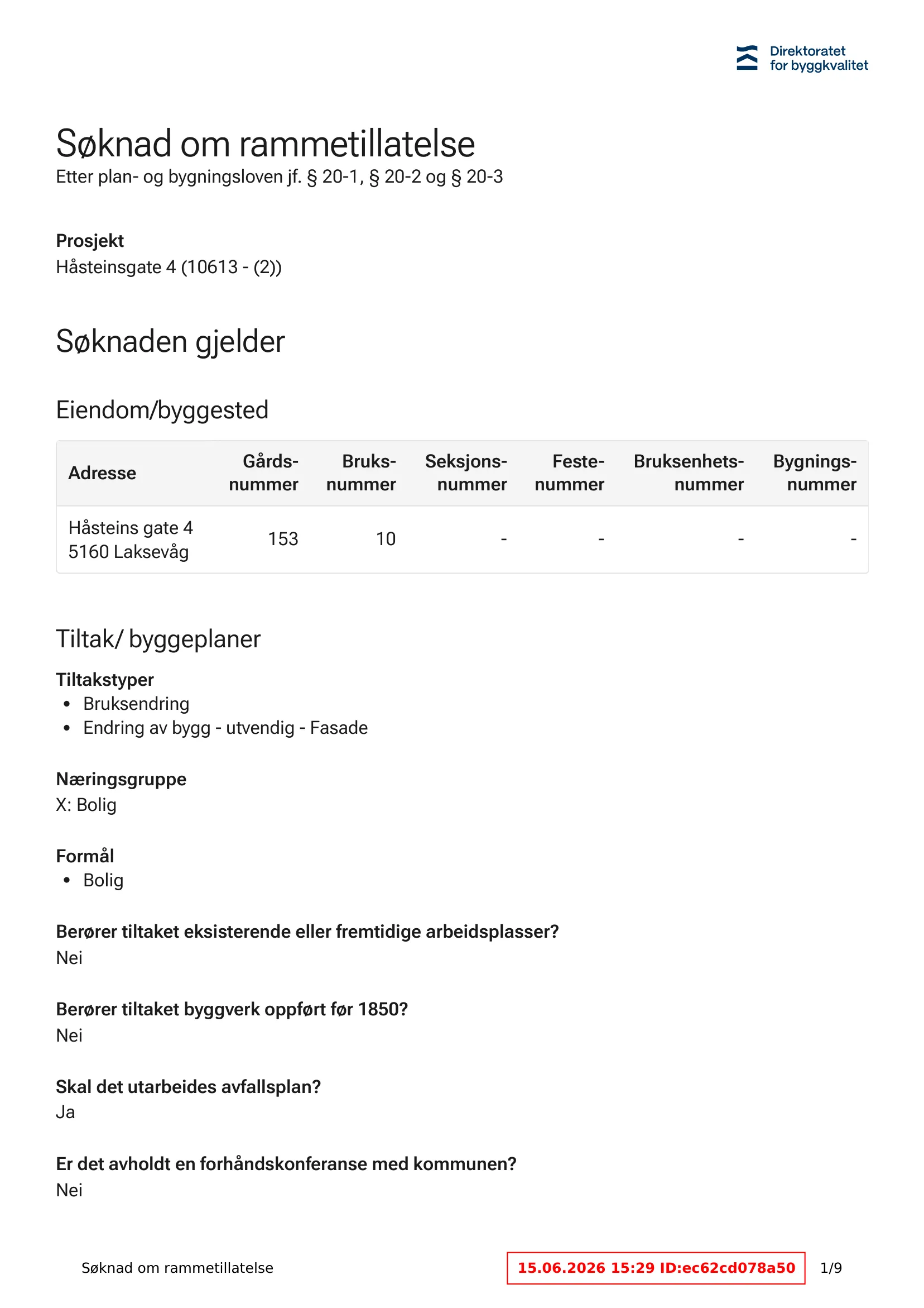 Søknad om rammetillatelse