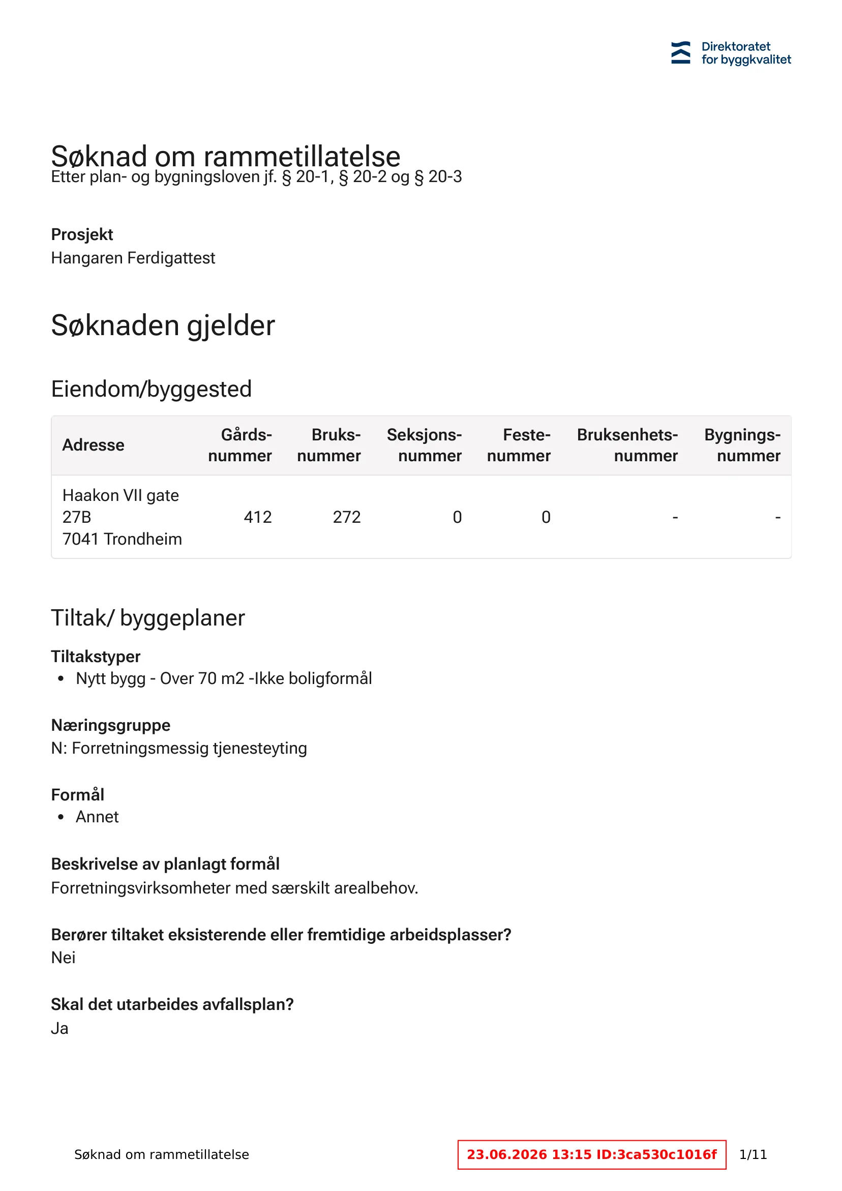 Søknad om rammetillatelse