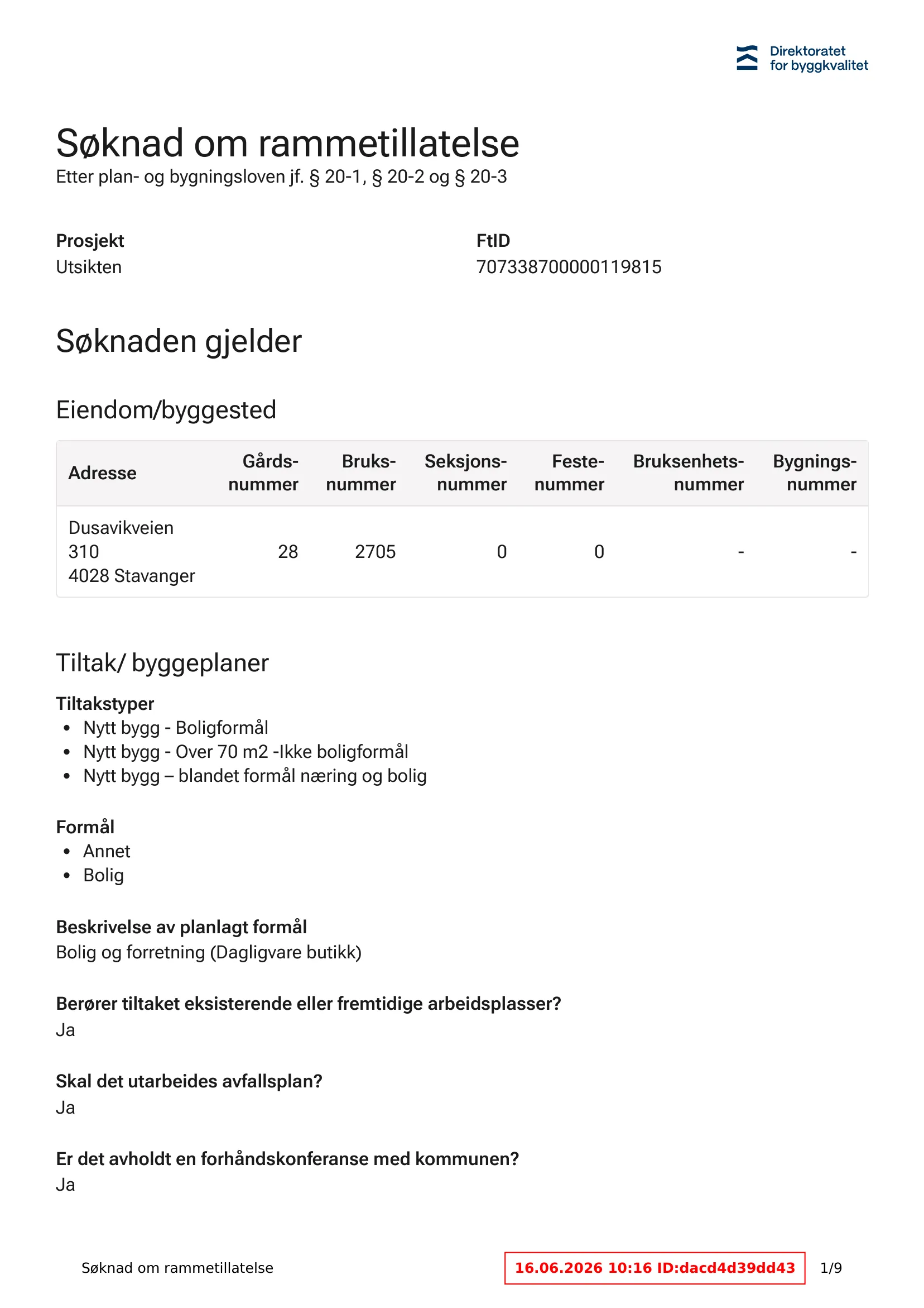 Søknad om rammetillatelse