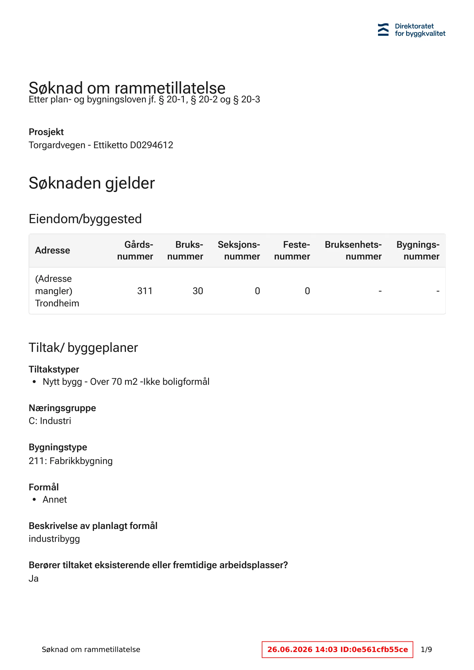 Søknad om rammetillatelse