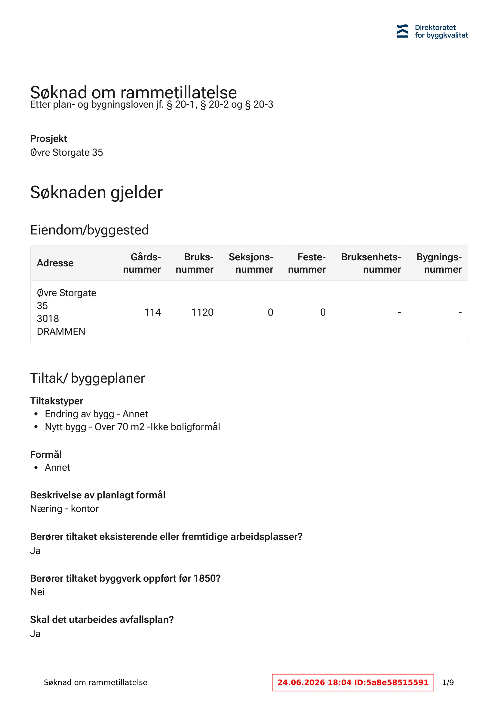 Søknad om rammetillatelse