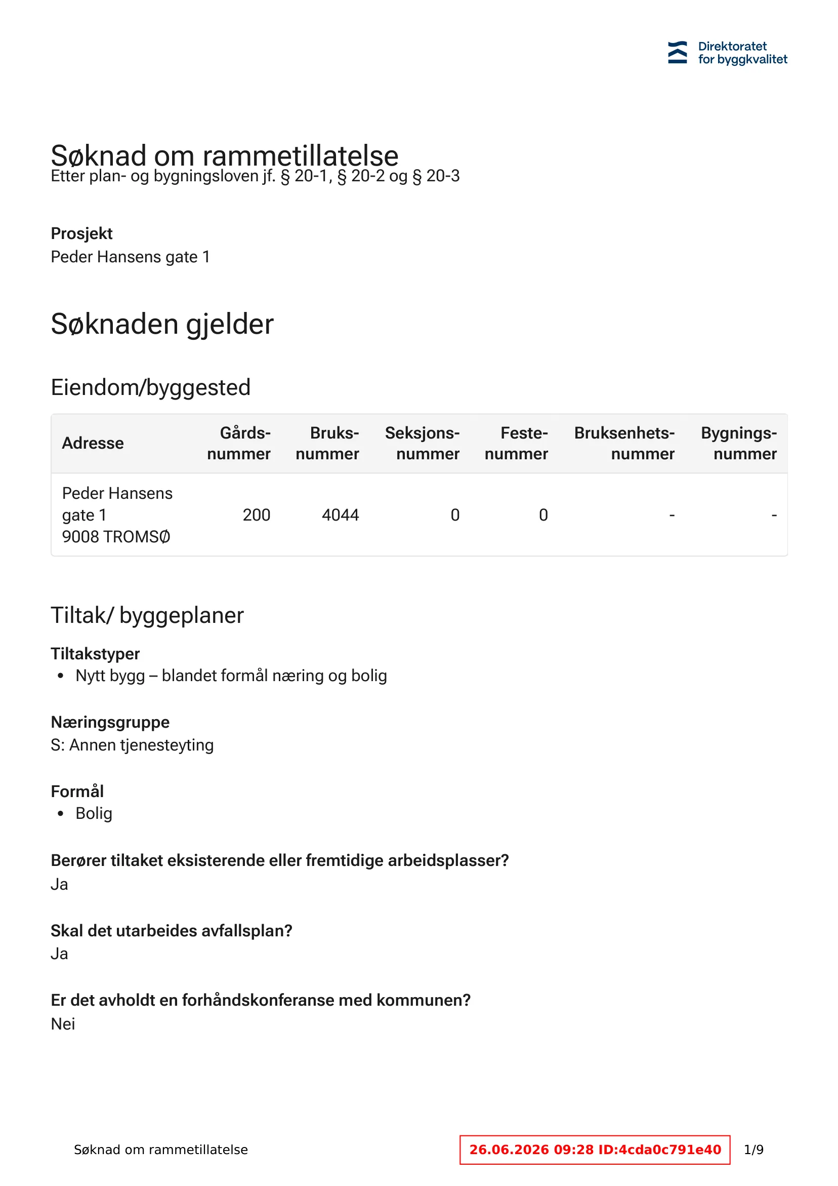 Søknad om rammetillatelse