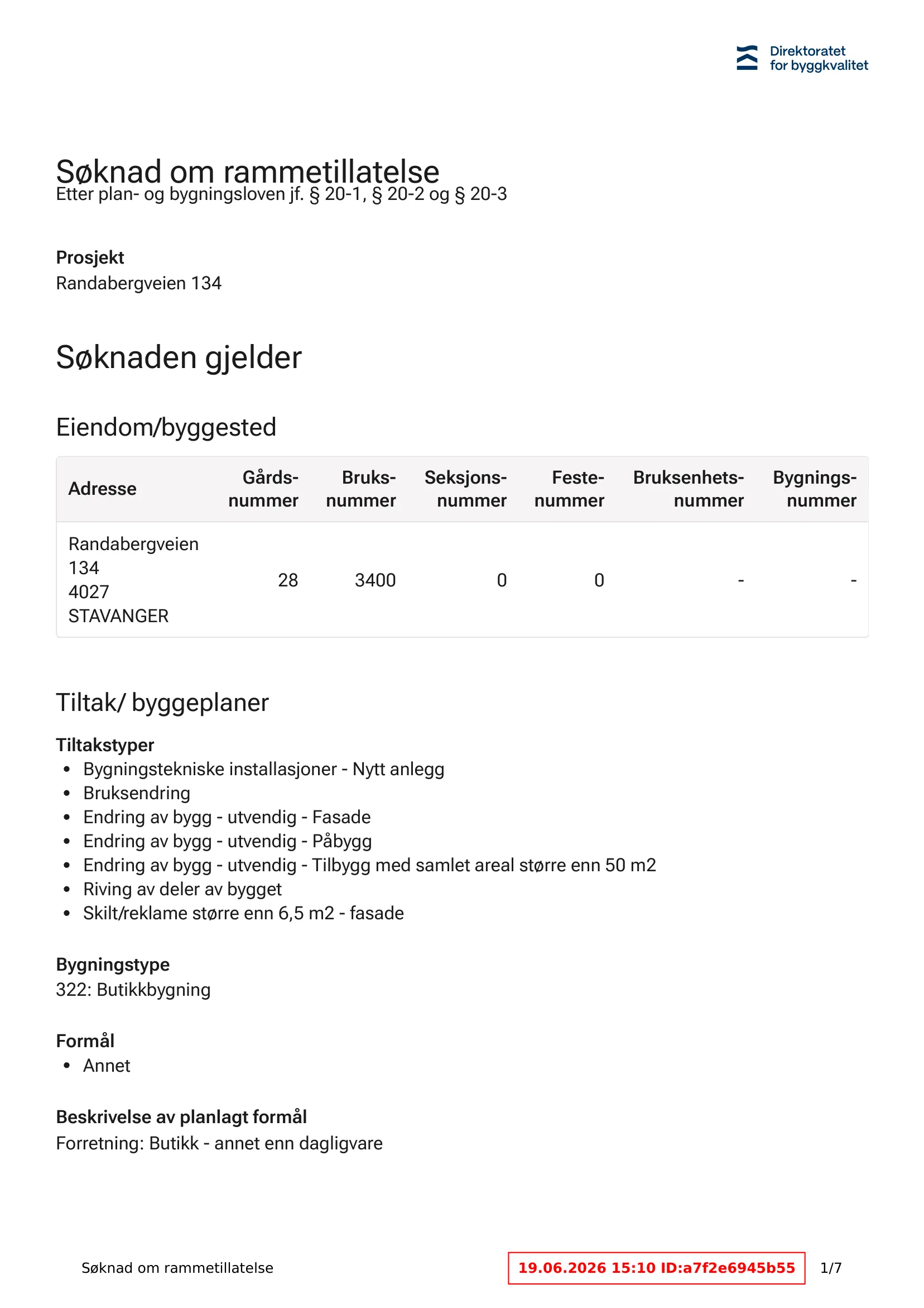 Søknad om rammetillatelse