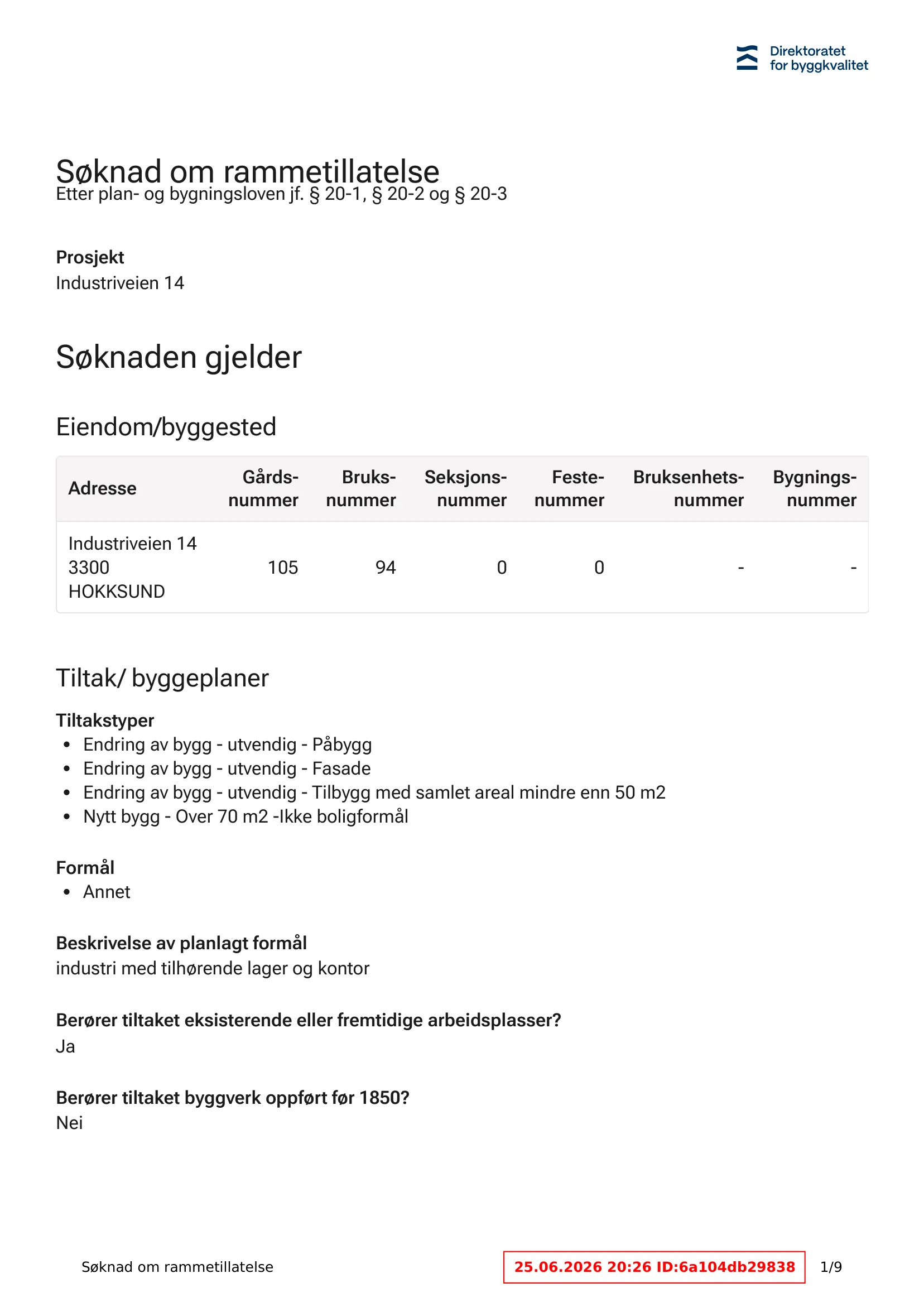 Søknad om rammetillatelse