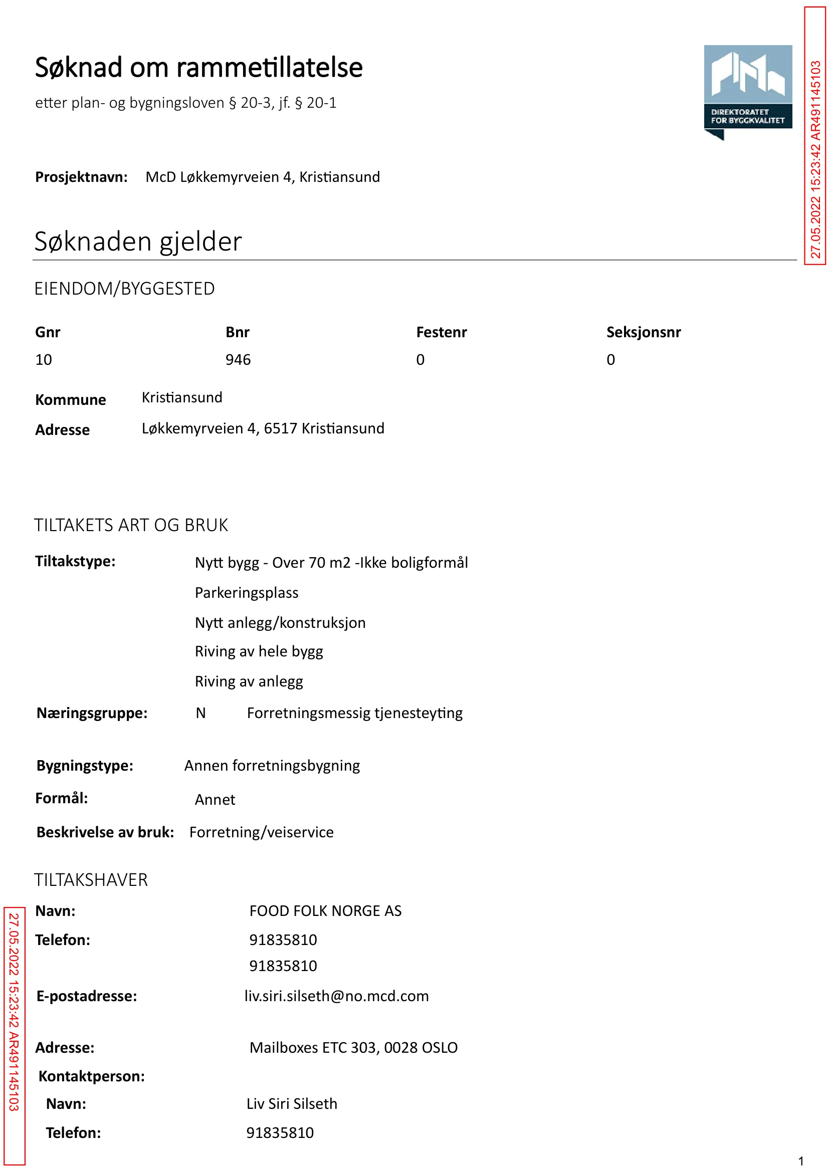 Søknad om rammetillatelse