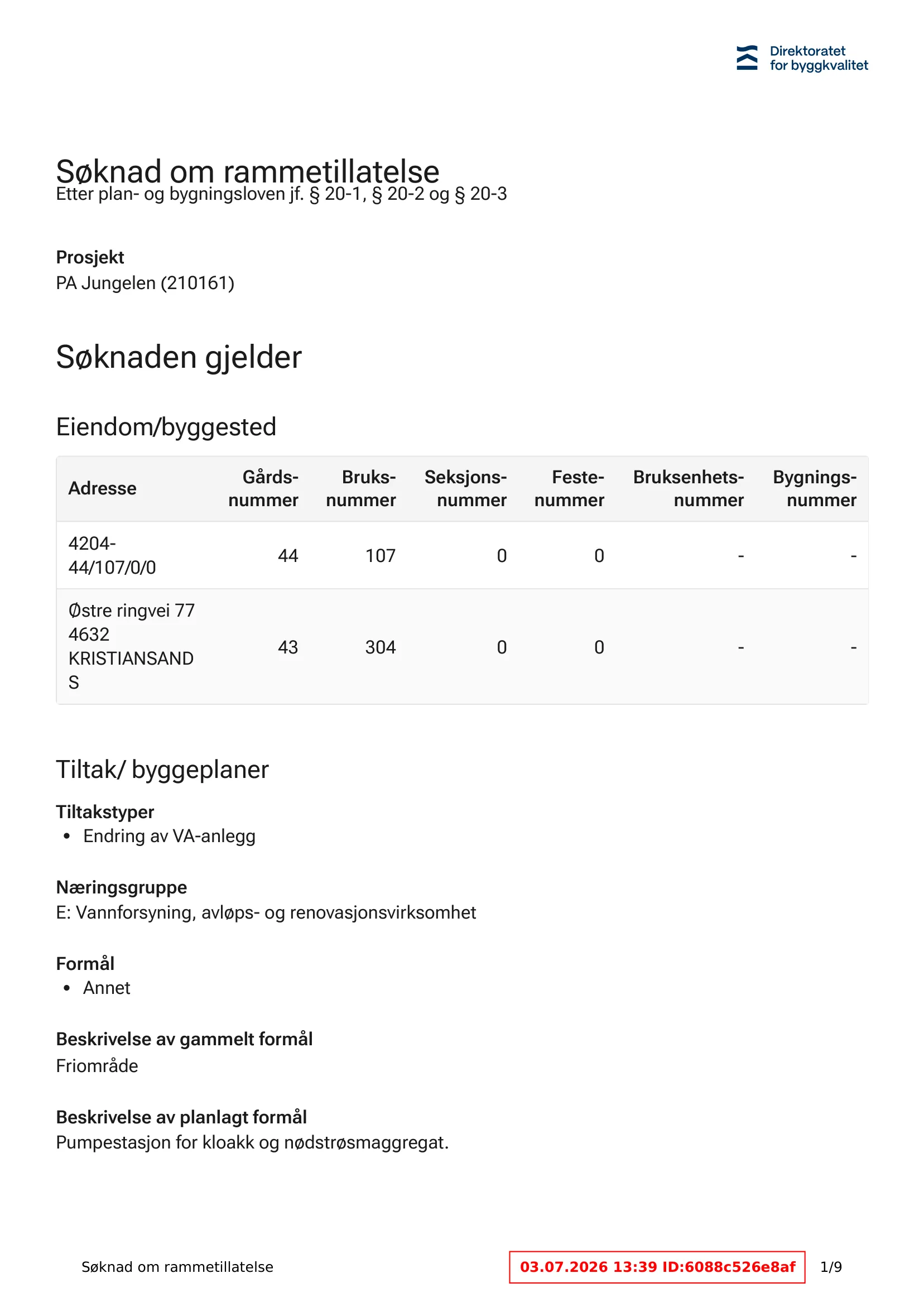 Søknad om rammetillatelse