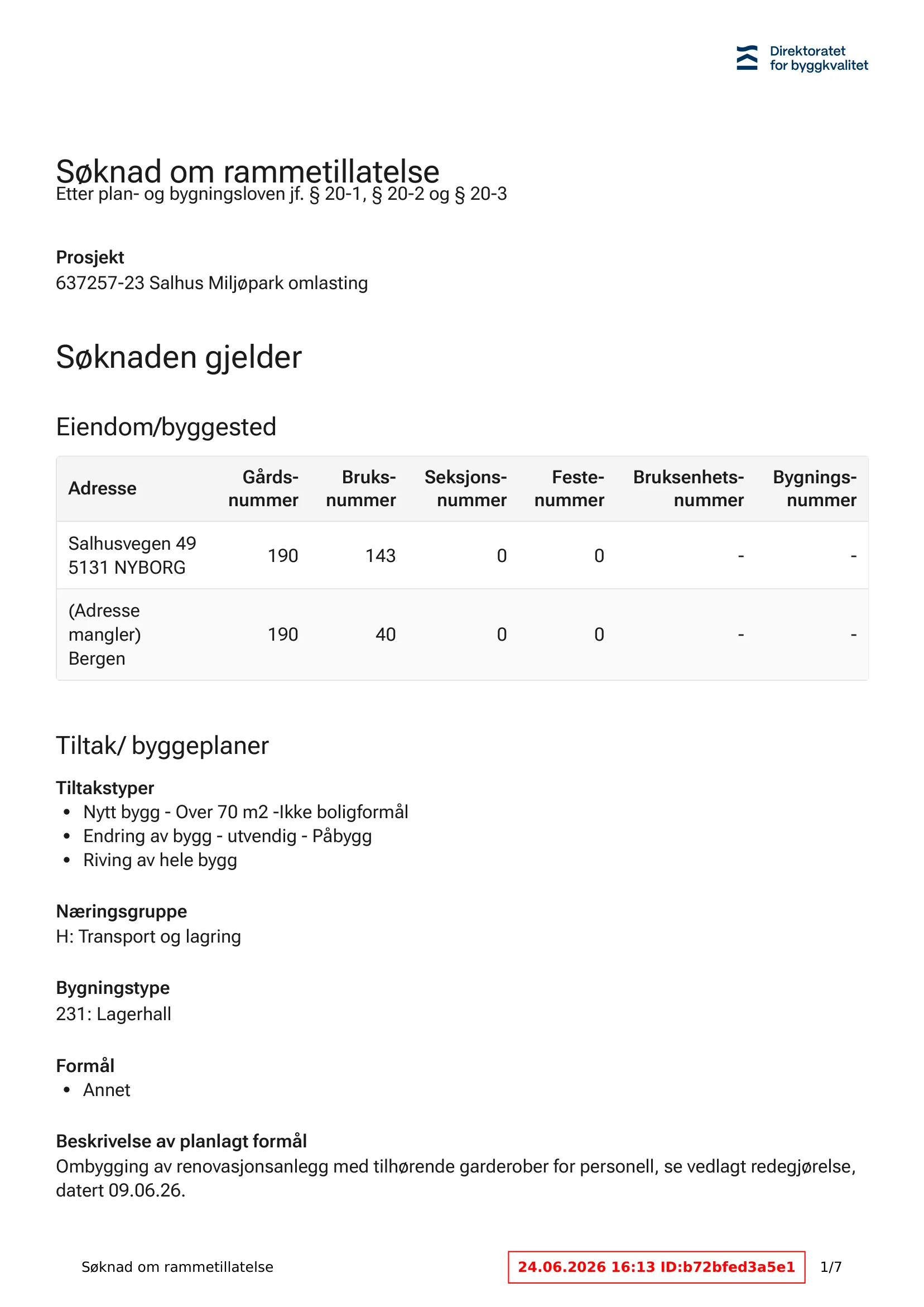 Søknad om rammetillatelse