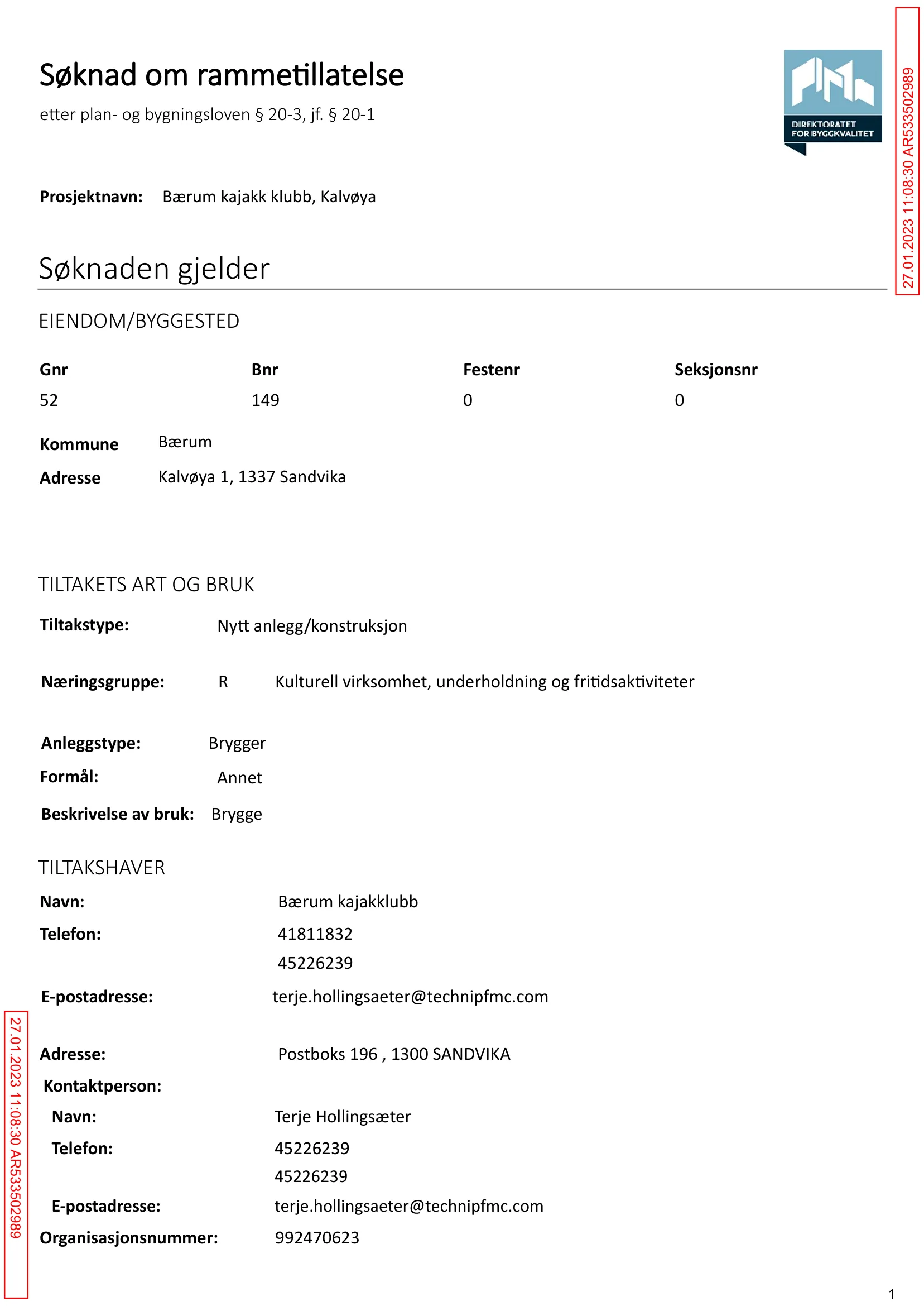 Søknad om rammetillatelse