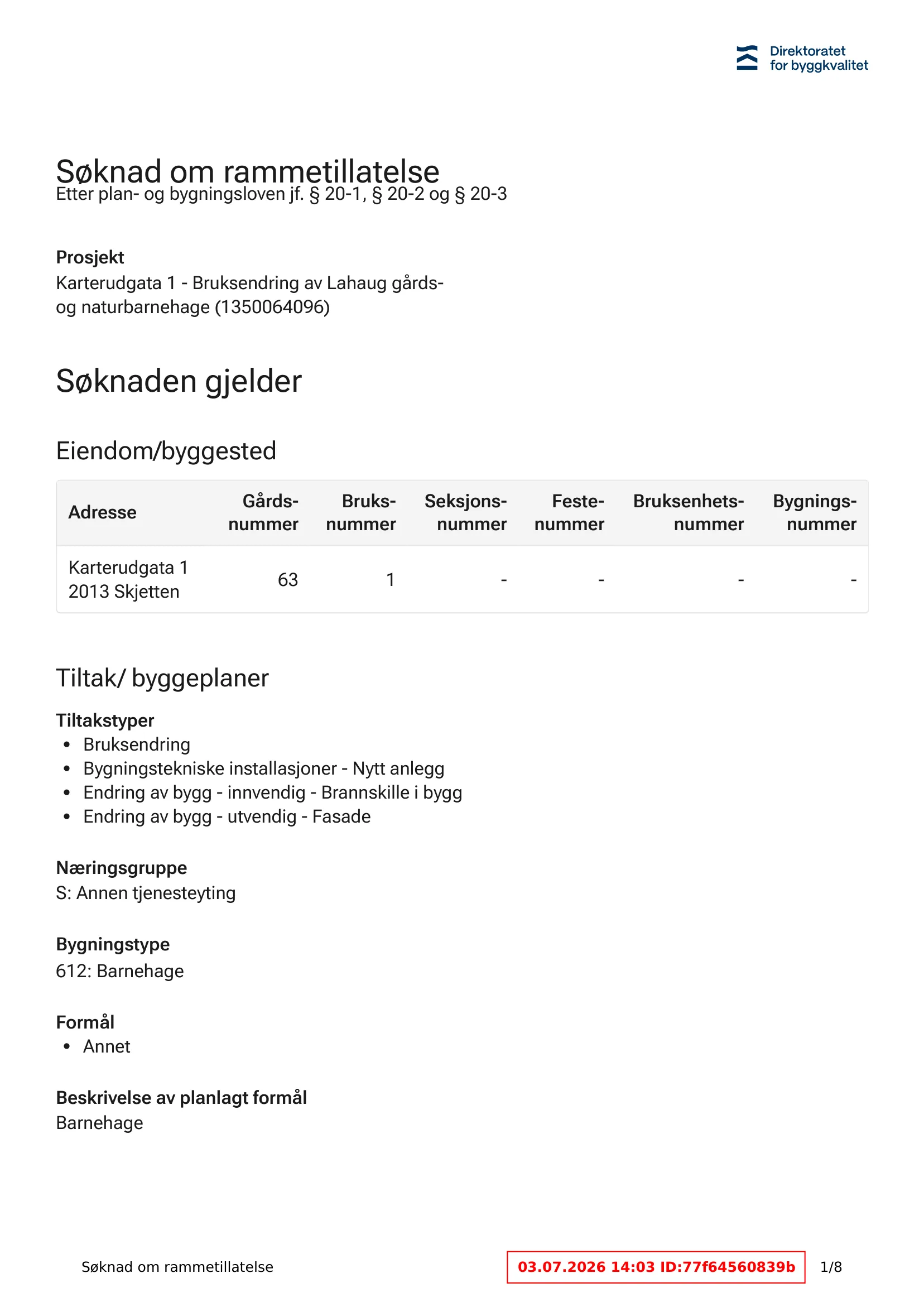 Søknad om rammetillatelse