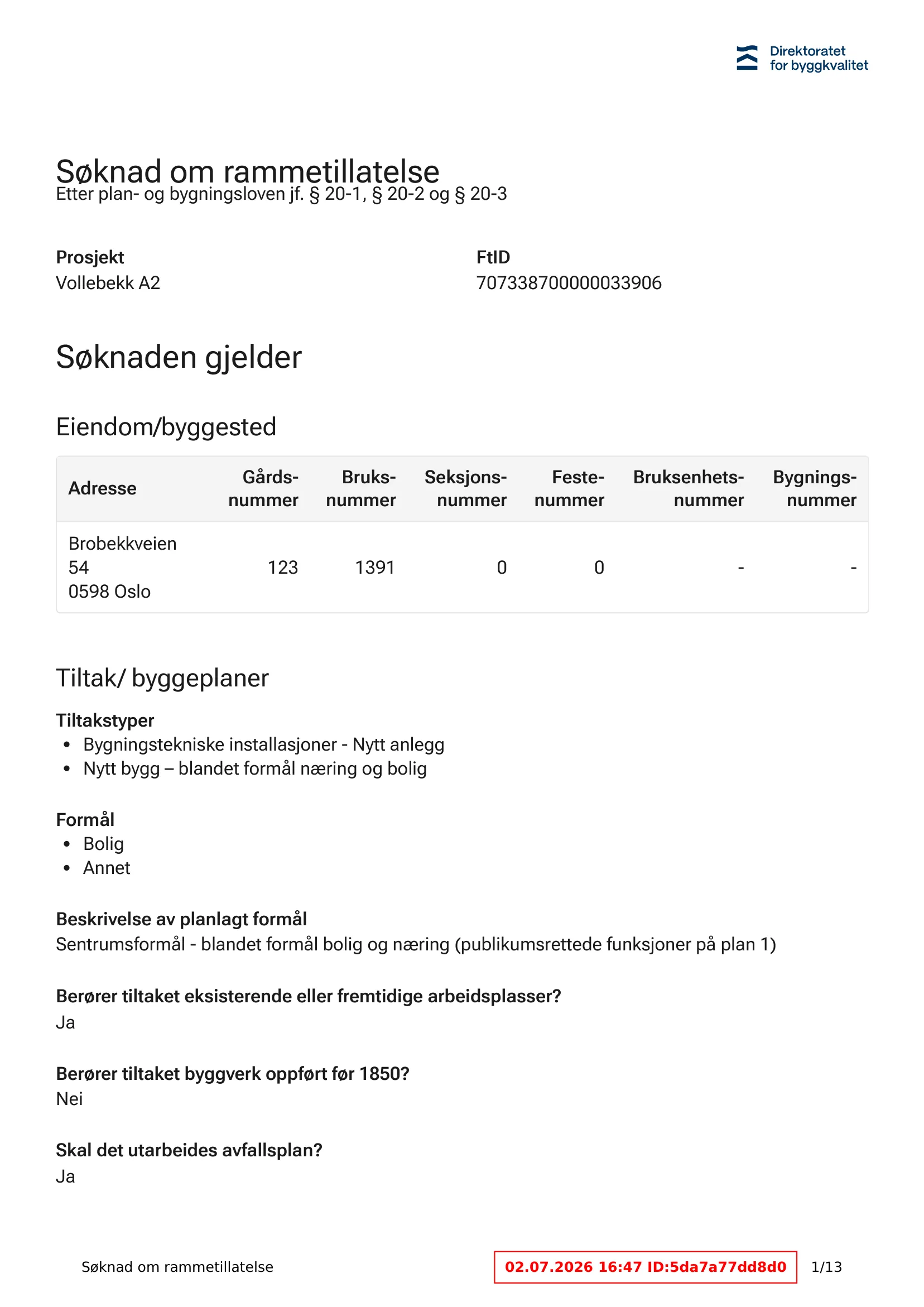Søknad om rammetillatelse