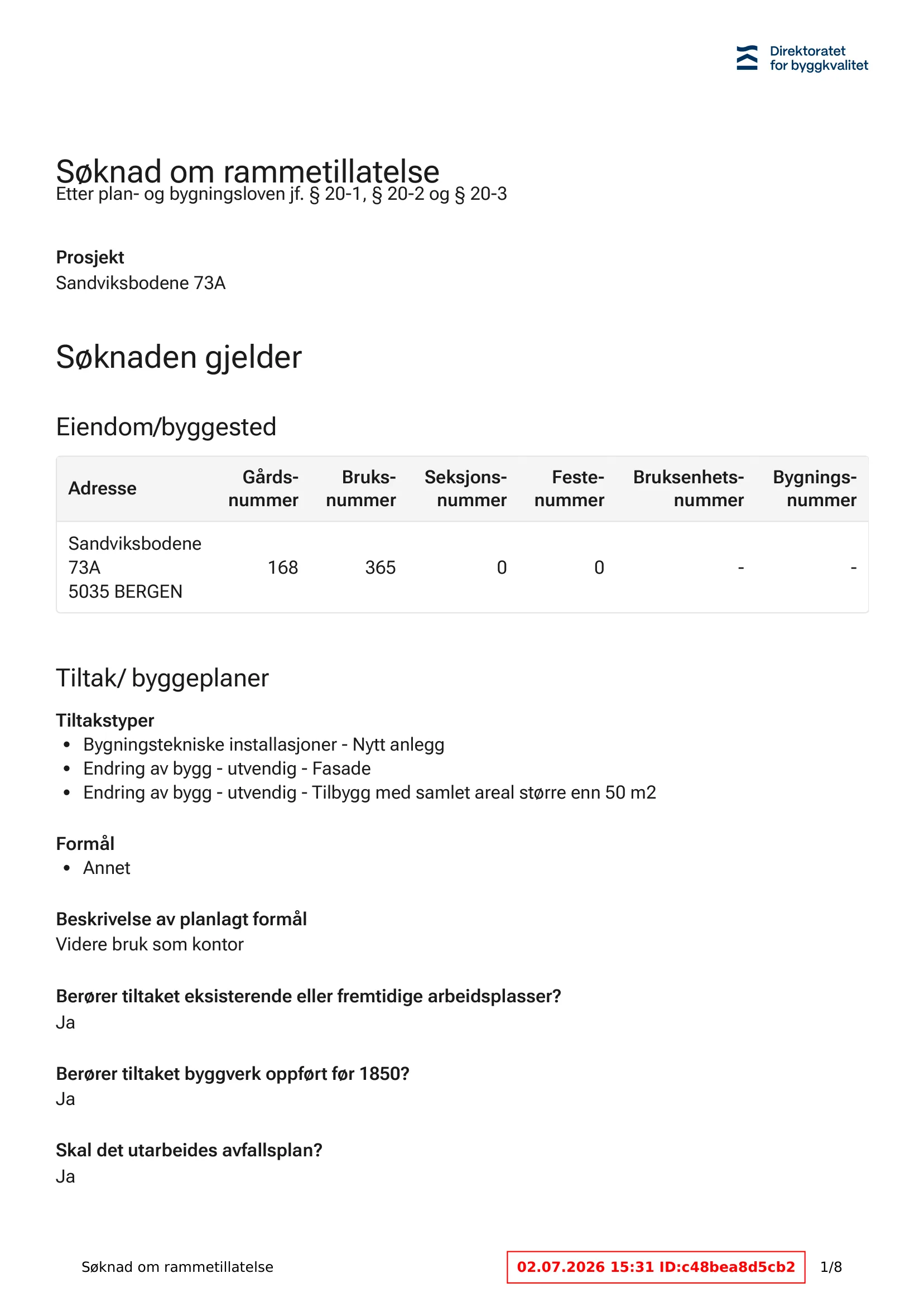 Søknad om rammetillatelse
