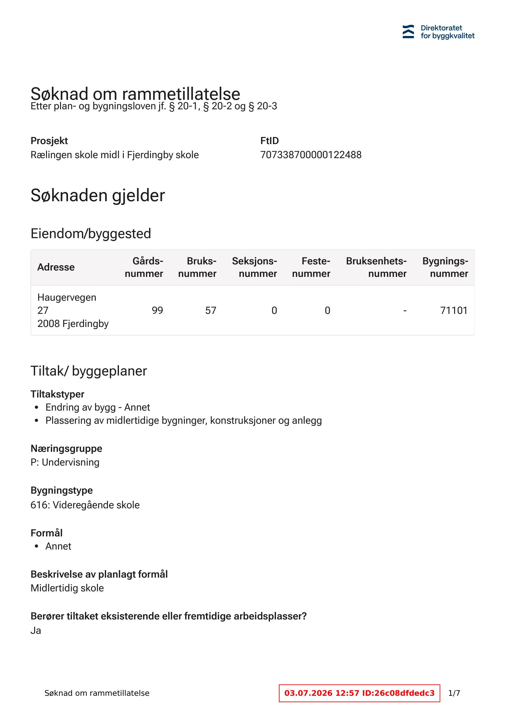 Søknad om rammetillatelse