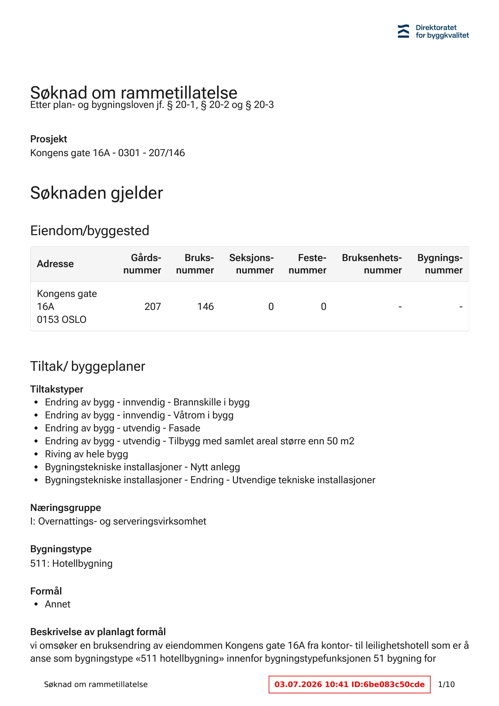 Søknad om rammetillatelse