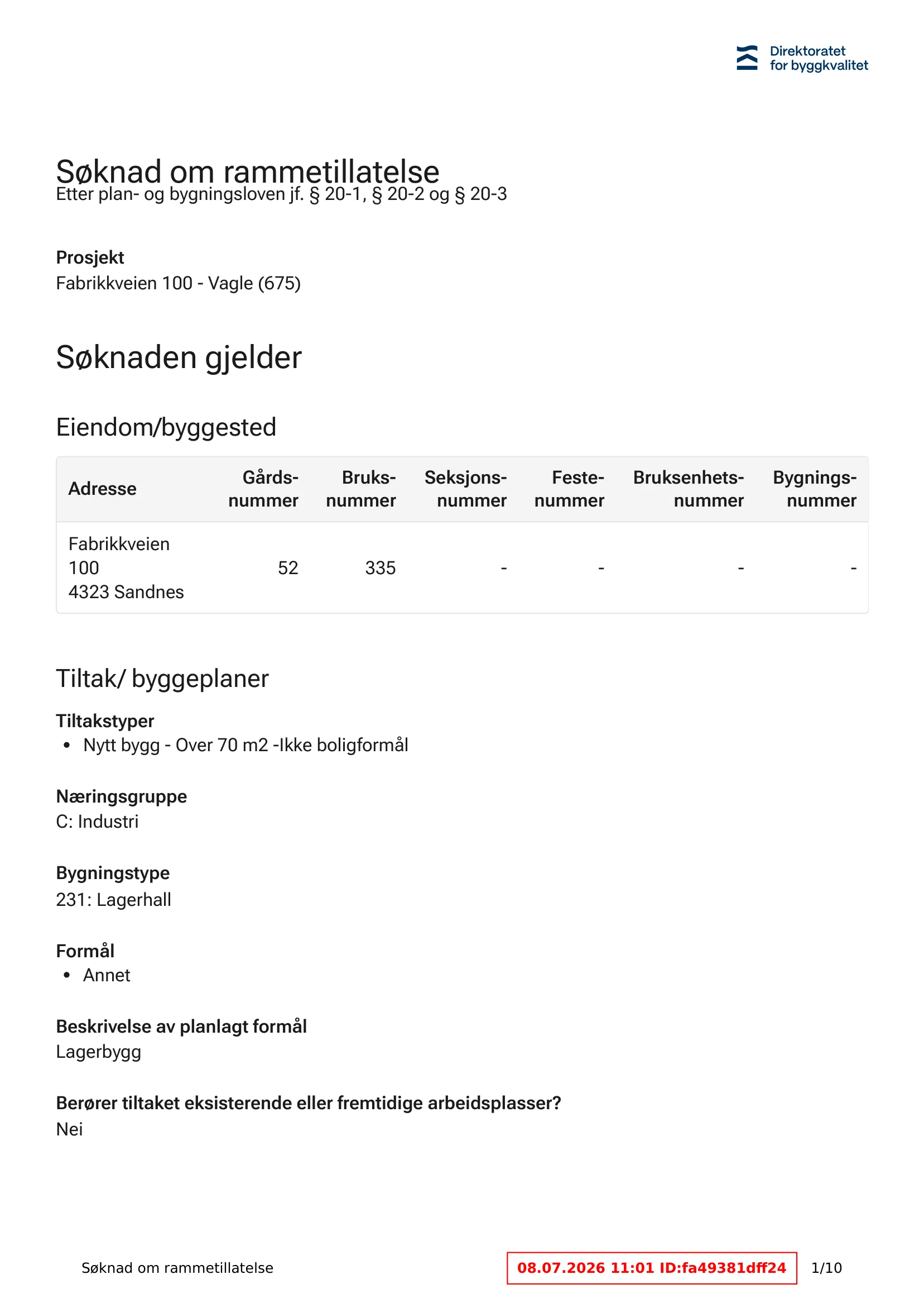 Søknad om rammetillatelse