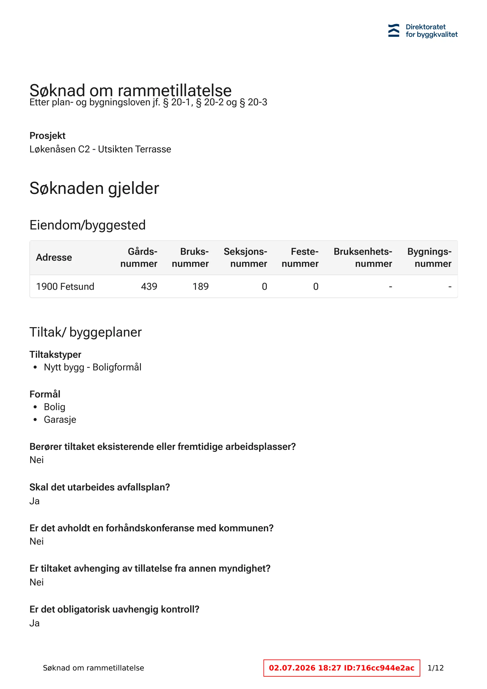 Søknad om rammetillatelse