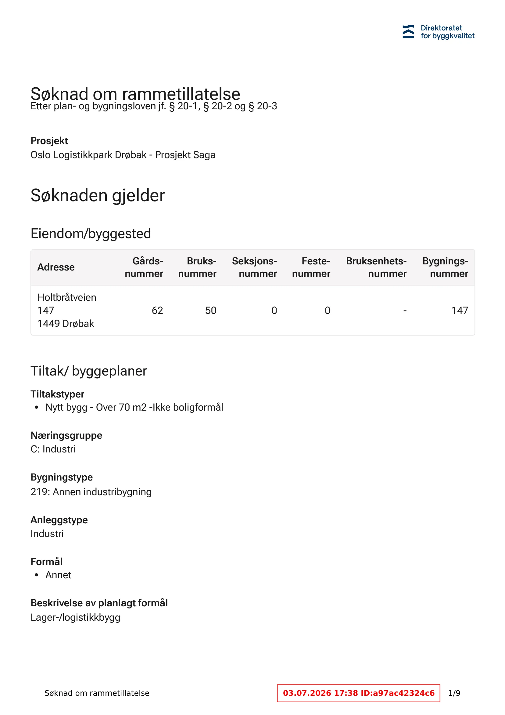 Søknad om rammetillatelse