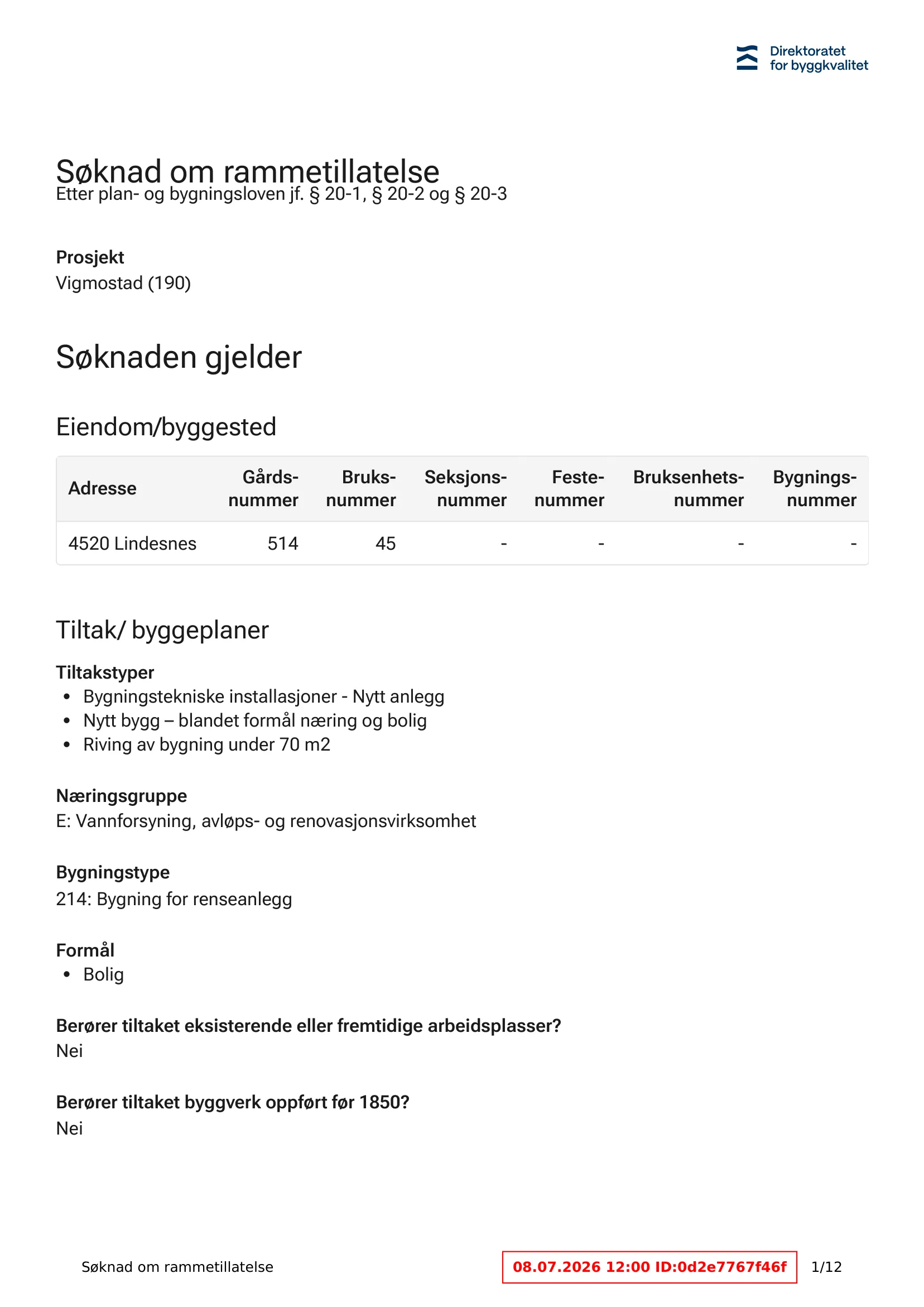 Søknad om rammetillatelse